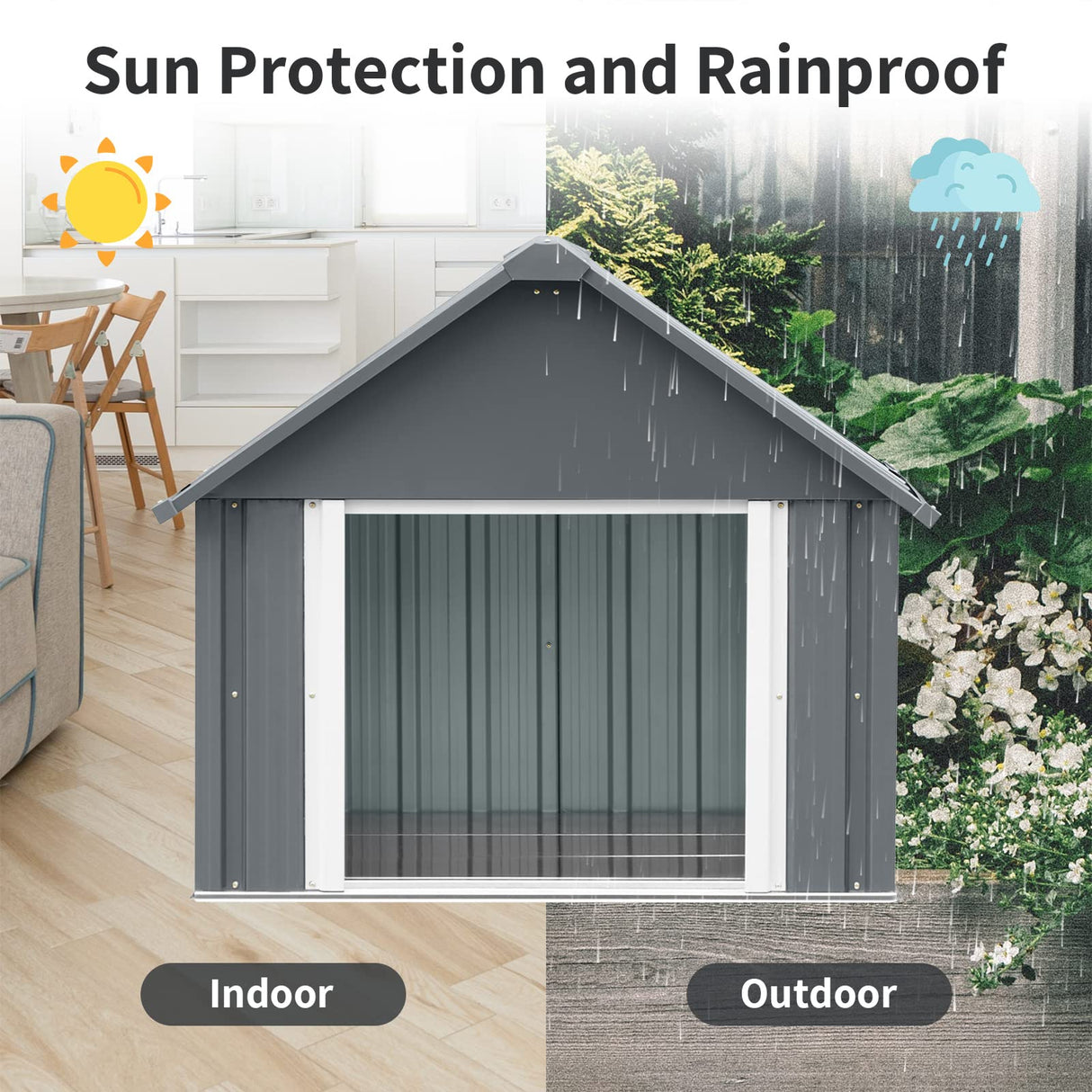 RYPetmia 34 X 38 X 35 Inches Dog House, Indoor Outdoor Doghouse for Medium Large Dogs, Weatherproof Puppy Shelter Sturdy and Long-Lasting Dog Houses RYpetmia