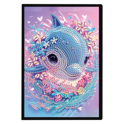 DCIDBEI Diamond Painting Notebooks A5 Blank Diamond Art Notebooks Diary Journal Book Diamond Painting Sketchbook A5 Diamond Painting Notebook Writing Pad Adults Dolphin Notebook