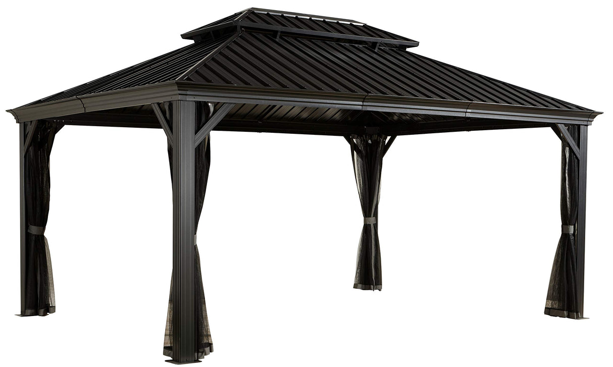 Sojag Messina Hard Top Sun Shelter, 12' by 16', Charcoal Sojag