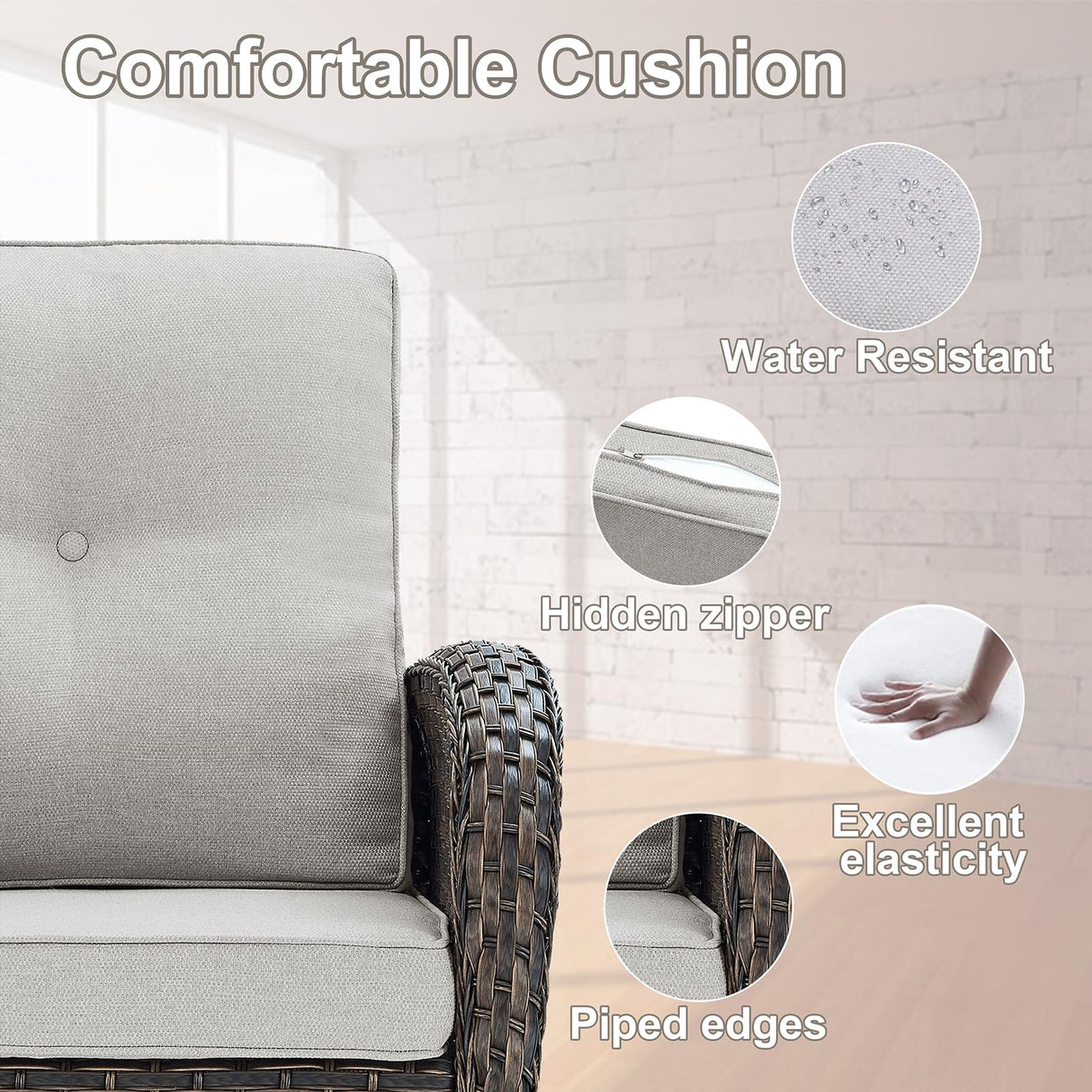 Belord Patio Wicker Chairs Swivel Rocker Outdoor Swivel Rocking Chairs Set of 2 with Rattan Side Table Patio Swivel Glider Chair 3 Piece Patio Furniture Sets for Porch Pool Brown/Beige, (A085-2) Belord