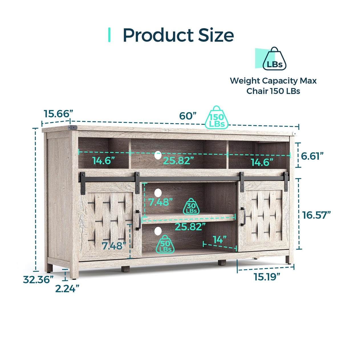 LINSY HOME Farmhouse TV Stand for 65 Inch TV, Tall Highboy Entertainment Center with Sliding Barn Door, Rustic Media Console with Storage Shelves, Wood Television Stand for Living Room, Light Grey LINSY HOME