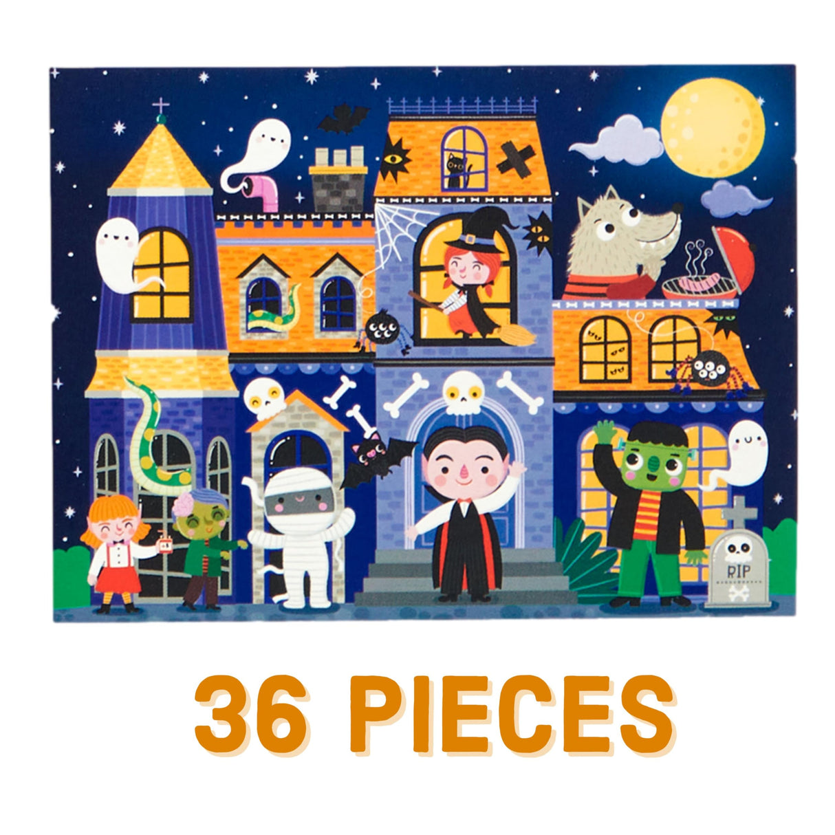 Mudpuppy Spooky House – 36 Piece Jigsaw Puzzle to Go Featuring an Adorable Haunted House with Spooky Friends Perfect for Travel and Boo Baskets Mudpuppy