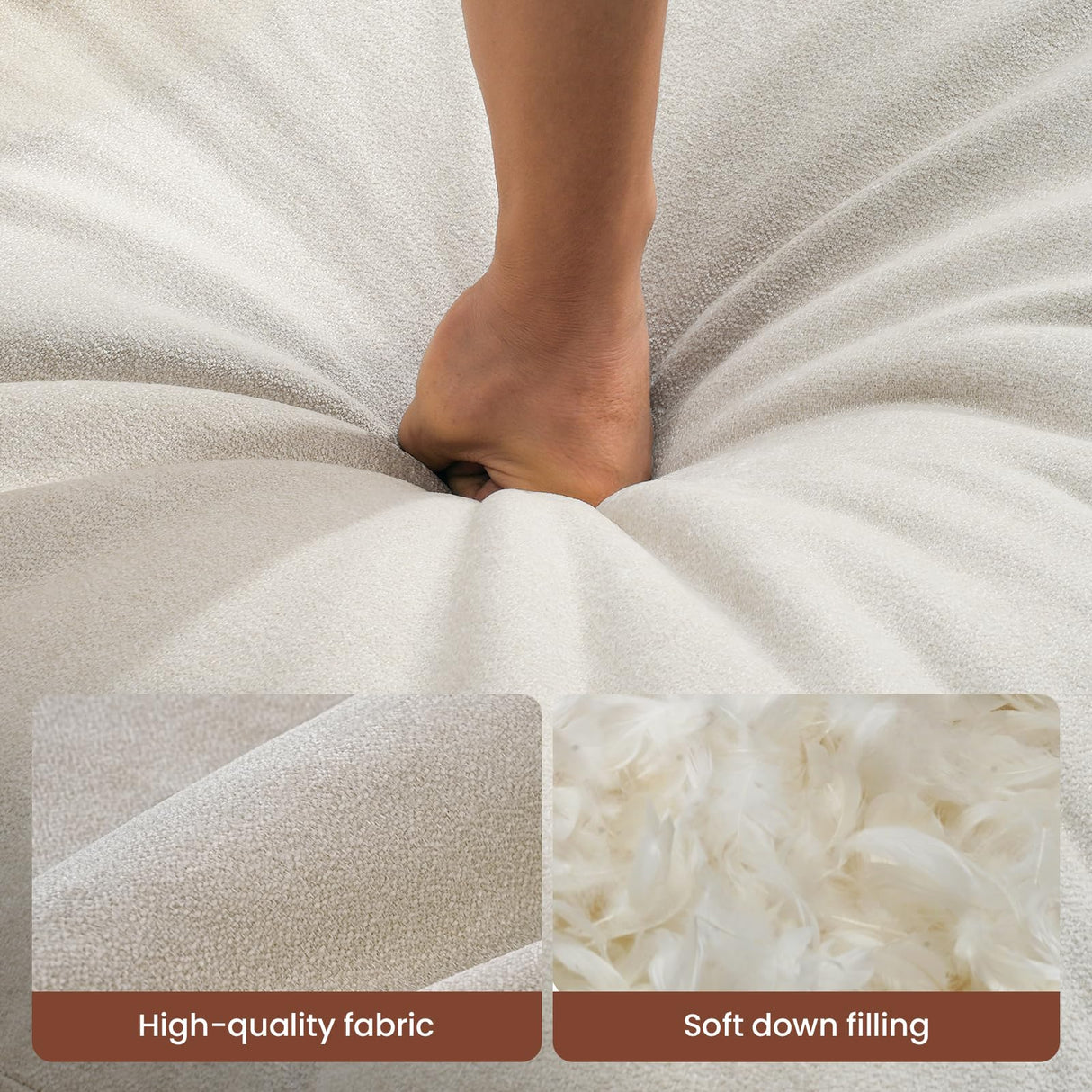 ModernMate 158" Modular Sectional Sofa, Down Filled Sectional Couches for Living Room, Oversized U Shape Couch with Deep Seat, Modular Couch 4 Seater with 2 Storage Ottoman,Cover Removable, Beige ModernMate