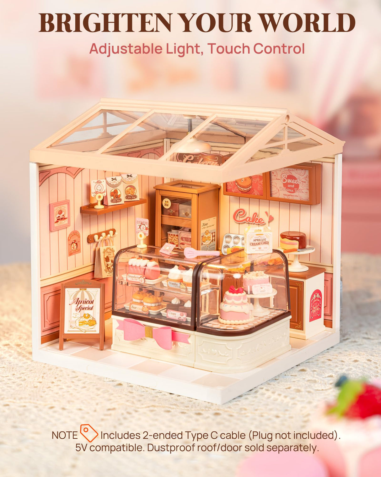 Rolife Super Creator DIY Miniature Plastic House Building Set Playset with LED, Suitable for Mini Figures Construction Toys Diorama Kit Gifts for Teens Adults (Tasty Cake Shop) Rolife
