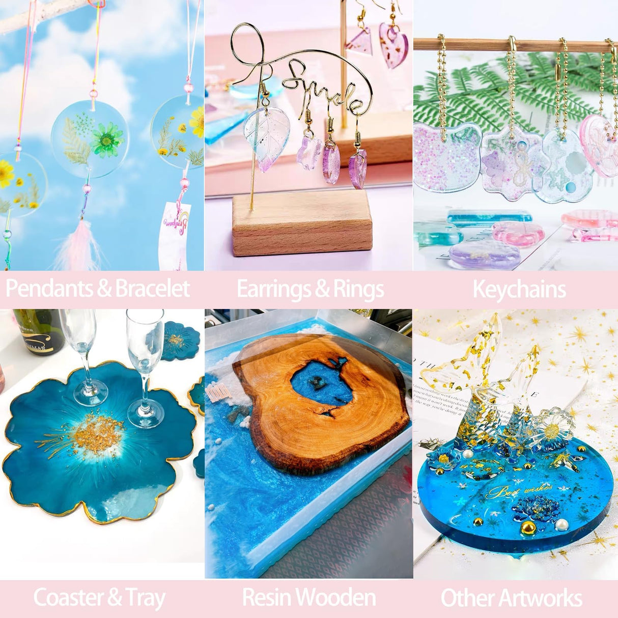 Epoxy Resin 2.2 Gallon Kit, Clear Resin Epoxy, Resin Kit - High-Gloss,No Bubbles,Not Yellowing,Self-Leveling Art Resin Casting Resin for DIY Art,Crafts,Jewelry,Table Top,Wood &Resin Molds Pmbqifay