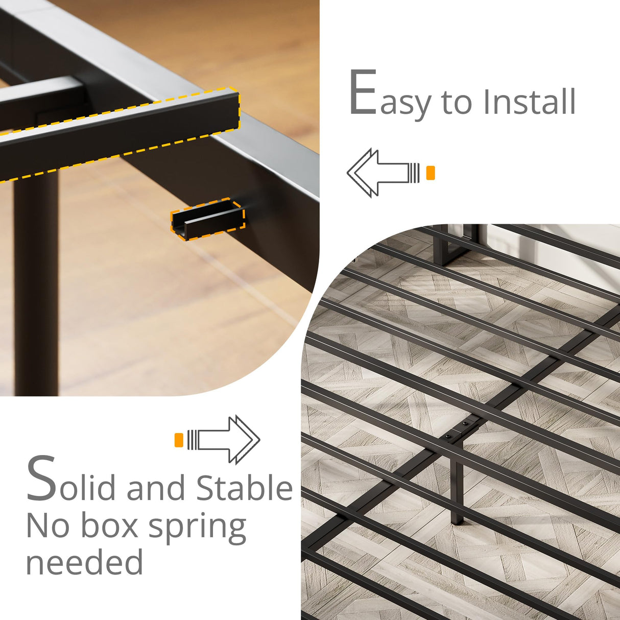 LIKIMIO Vintage Brown Queen Bed Frame with 4 Storage Drawers and Charging Headboard LIKIMIO