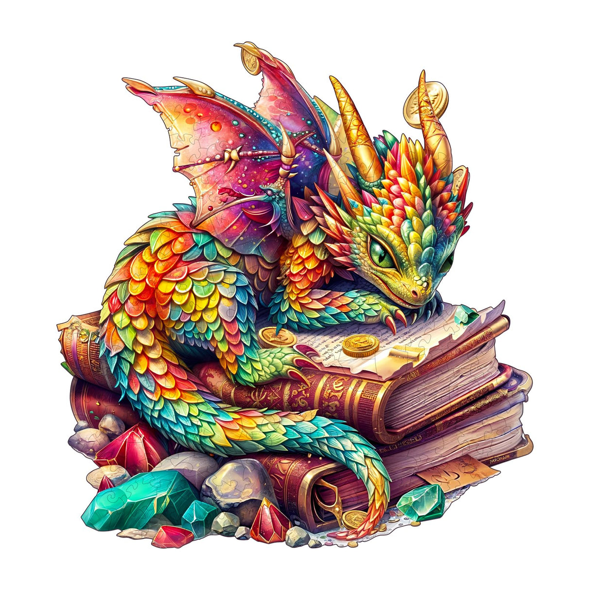 Jigfoxy Wooden Puzzles for Adults, Dragon Wood Puzzles Adult, Unique Animal Shape Wooden Jigsaw Puzzles, Birthday Gifts for Puzzles Lovers Family Friend (S-8.5 * 8in-100pcs) Jigfoxy