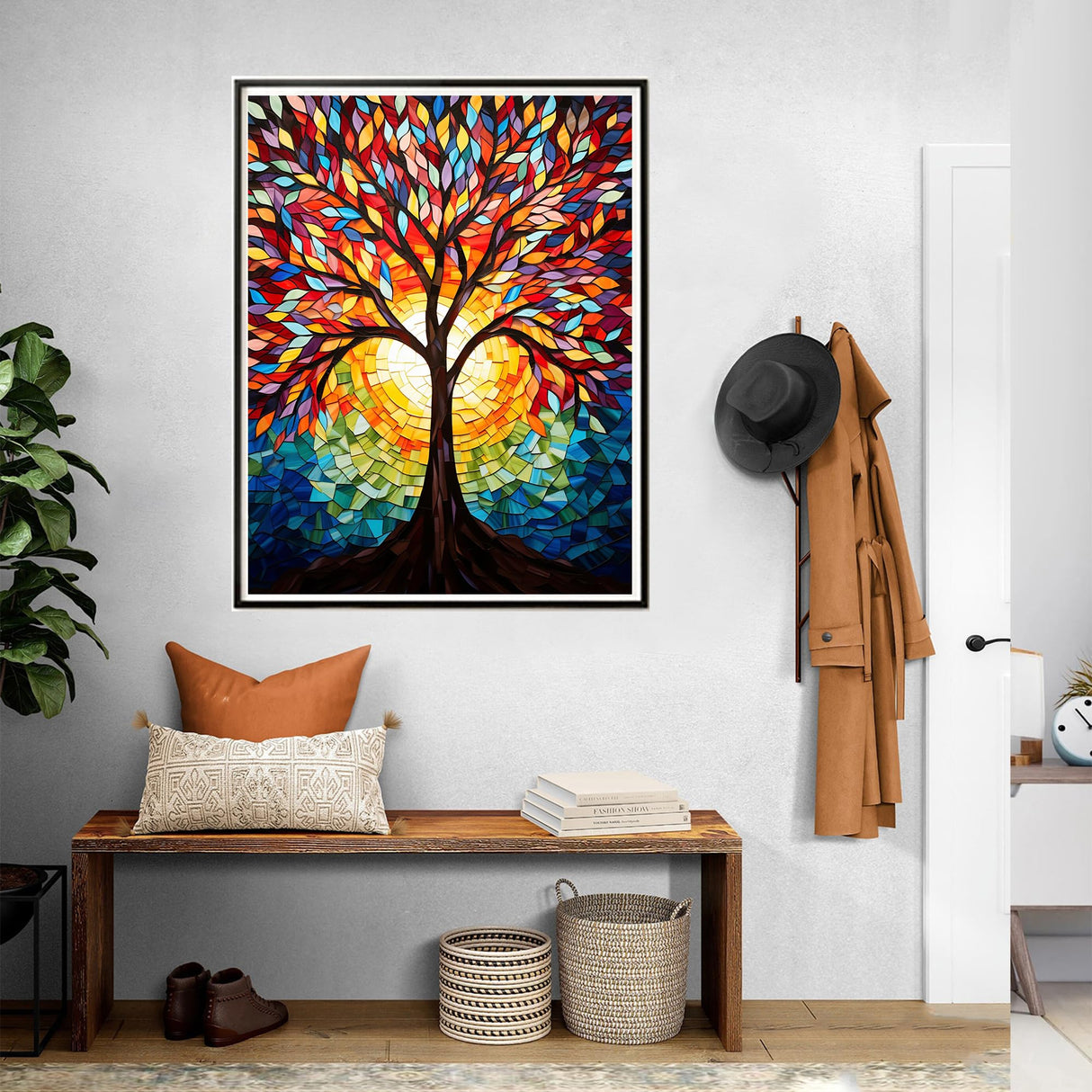 SKRYUIE Paint by Numbers Kits for Adults Tree, Acrylic Botany Oil Paint by Numbers for Adults Beginner Canvas with Brushes Paintwork Art Crafts for Home Decor 16x20 inch n8 SKRYUIE