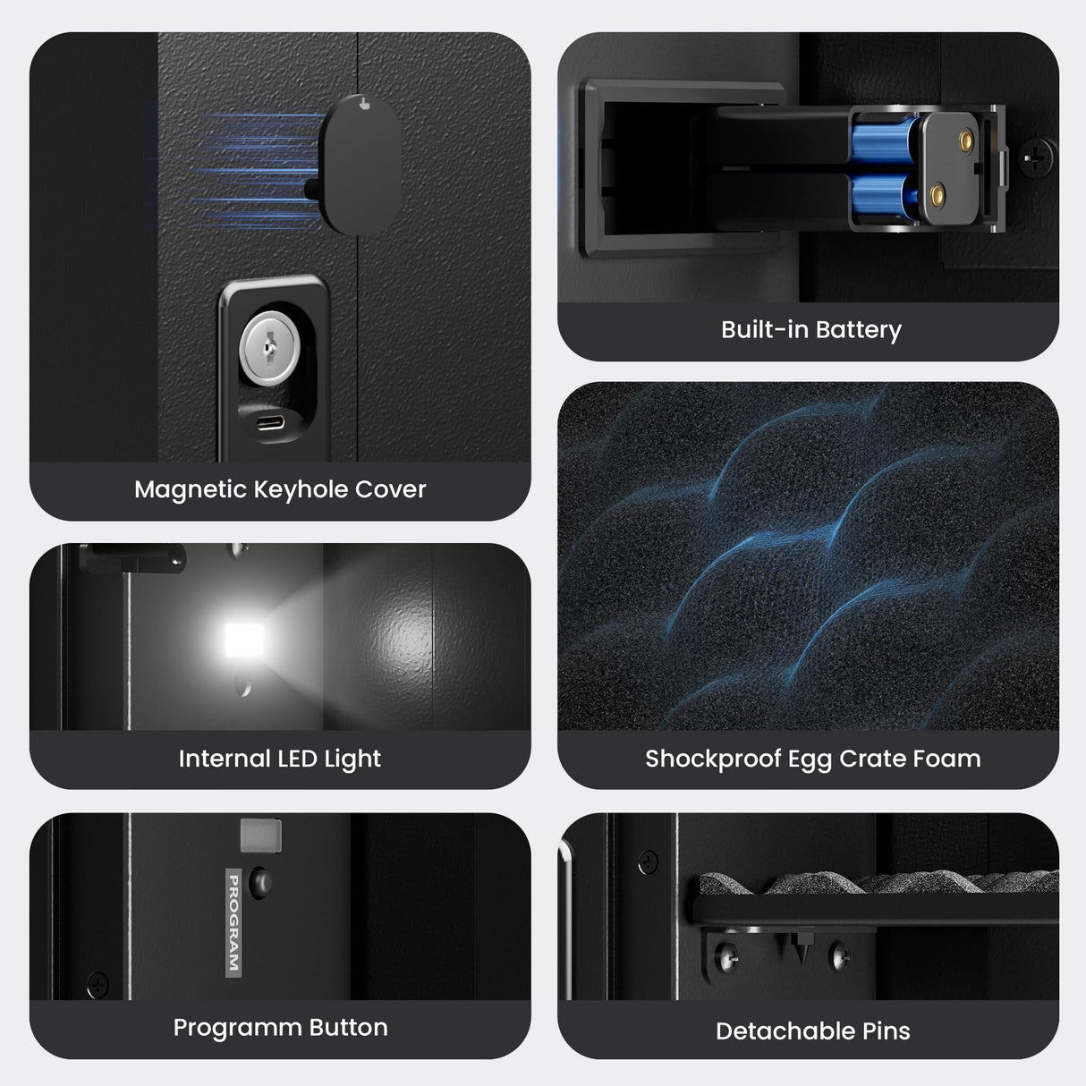 Grimtron Quick Access Wall Safe with Removable Pegboard & Shelfs, Flat Hidden Wall Safes Between The Studs 16" Centers, Black Wall Mount Safe for Valuables Grimtron