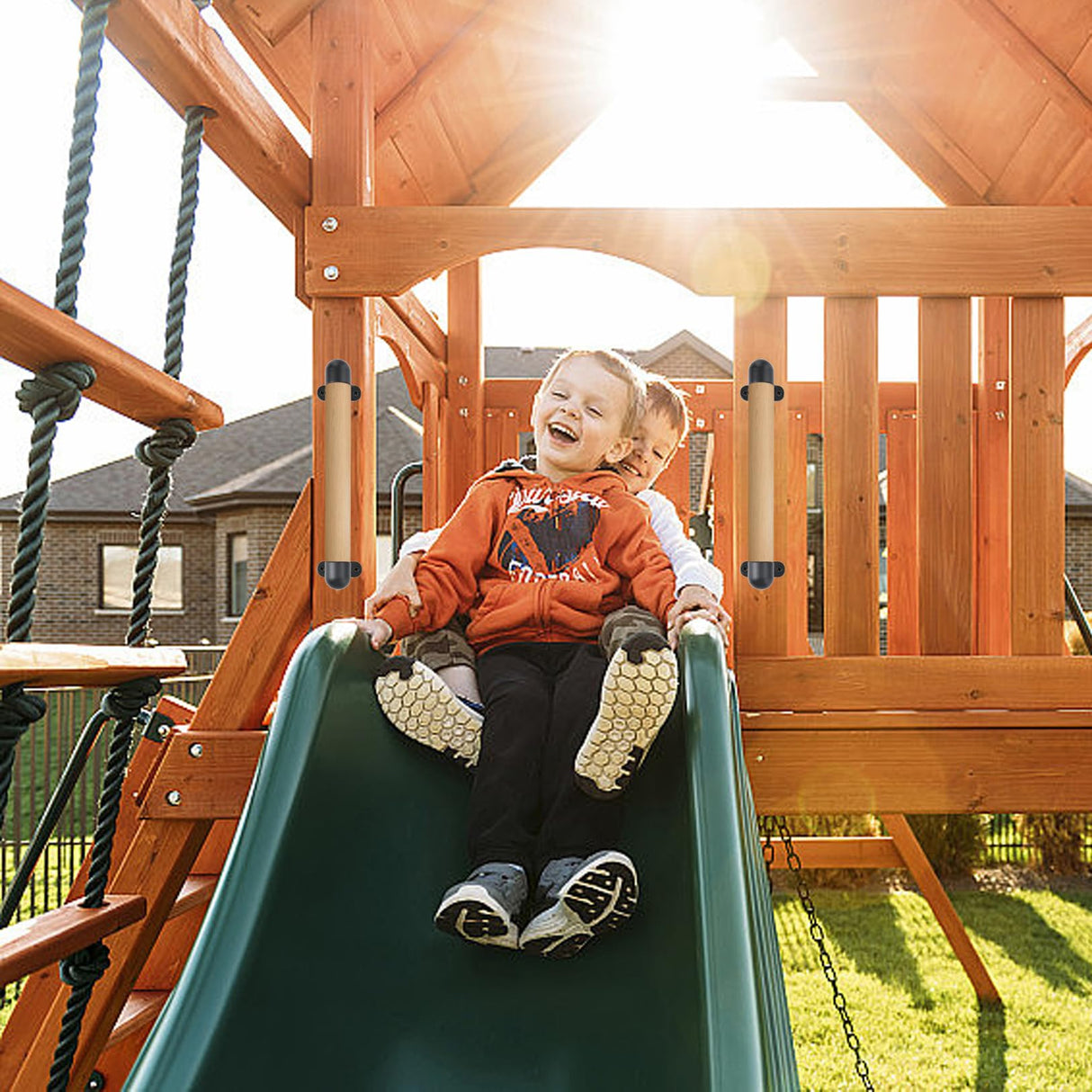 1.3Ft Wood Handrails for Indoor Stairs,Safety Non-Slip Stair Railing, Professional Pine Handrails Support Rod Complete Kit, Comfortable Barrier-Free Stair Handrail for Elderly(16‘’) WWFFEN