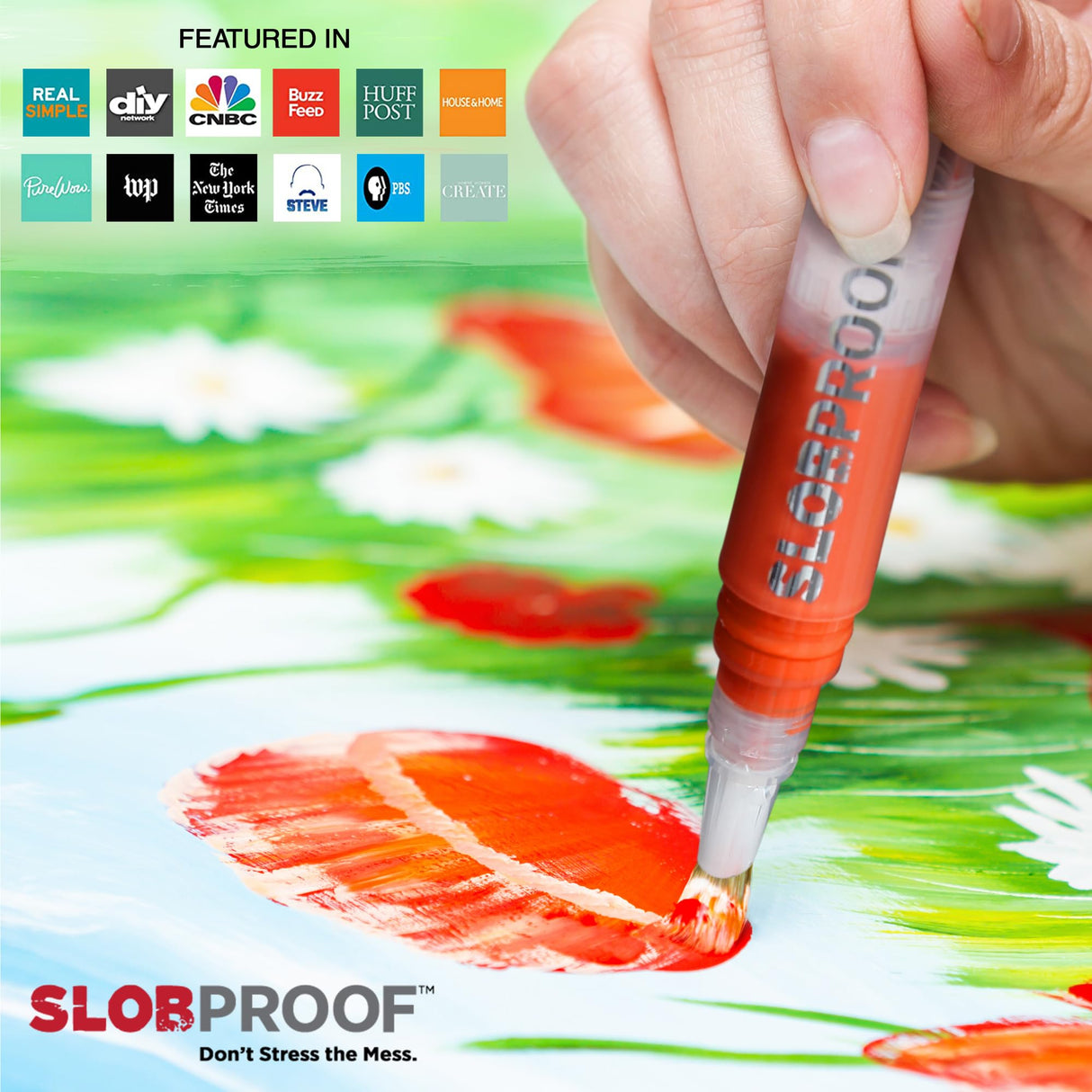 Slobproof Touch-Up Paint Pen - Refillable Paint Brush Pens - Touch-Up Paint Pens for Walls, Window, Wood - Fillable Paint Pens w/ Any Paint Types (Fill with Own Paint for a Precise Match), 5-in-1 Pack Slobproof