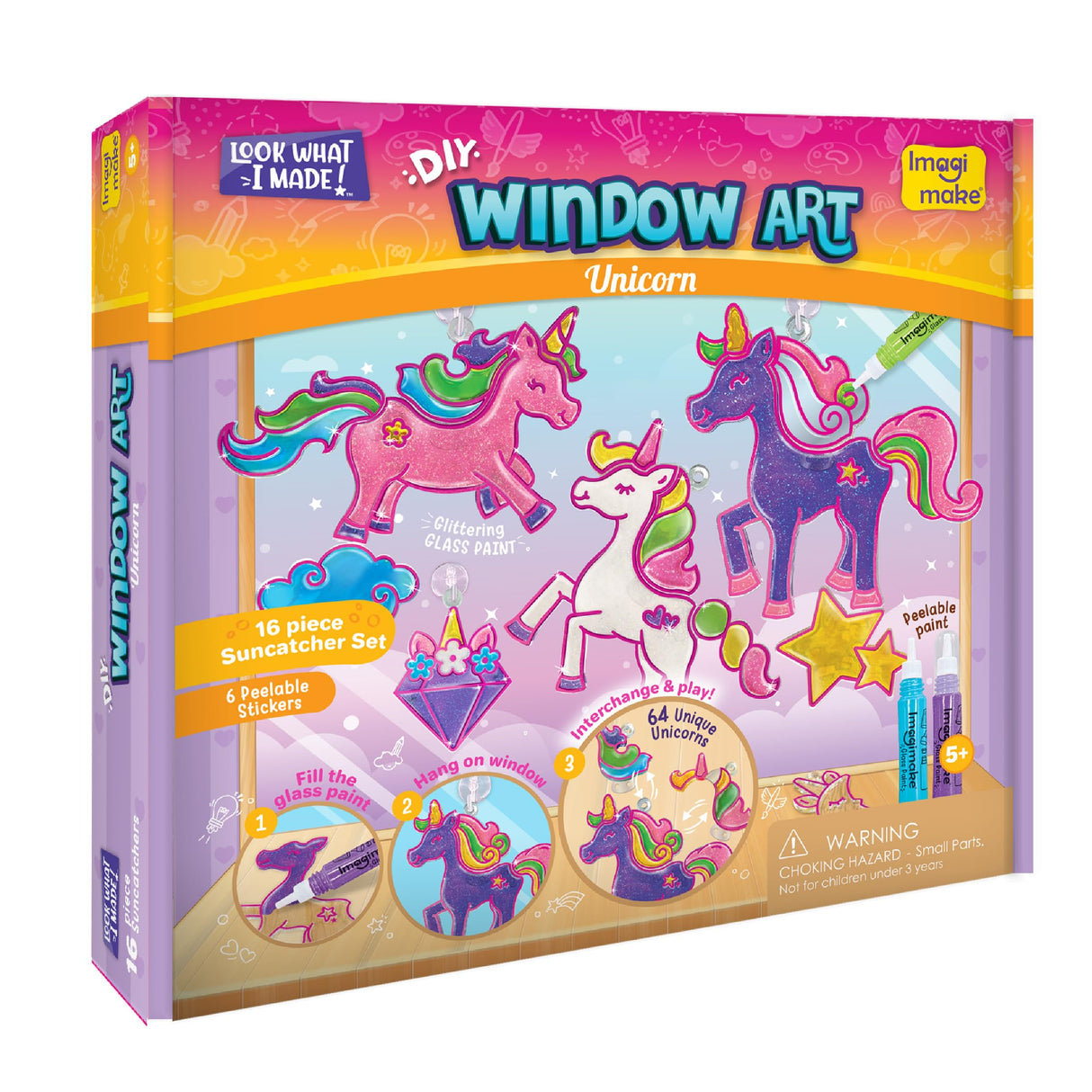 Imagimake Window Art Unicorn | Stained Glass Kit | Unicorn Girls Toys Age 6-8 | 6 Year Old Girl Birthday Gift | Art and Crafts for Girls 8-12 | DIY Suncatcher Kit for 5,6,7,8,9,10,11,12 Year Old Kids Imagimake