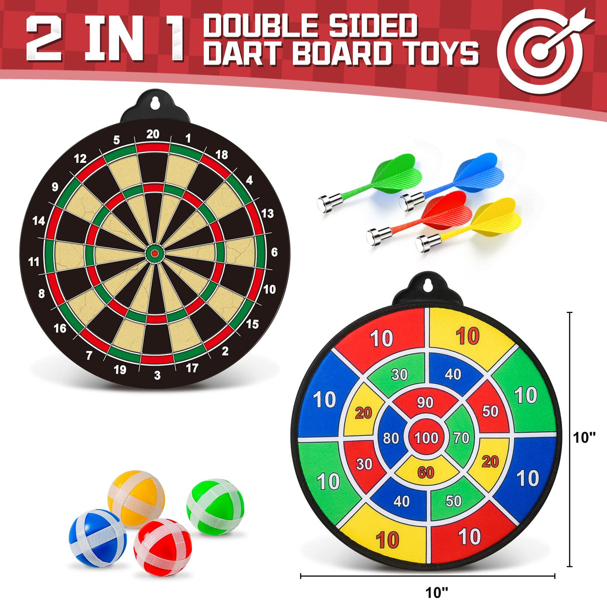 OleFun Dart Board Toys for Boys Age 8-12, 2 in 1 Magnetic & Felt Dartboard, Indoor and Outdoor Game for Kids, Ideal Birthday, for Age 8, 9, 10, 11, 12 Years Old OleFun