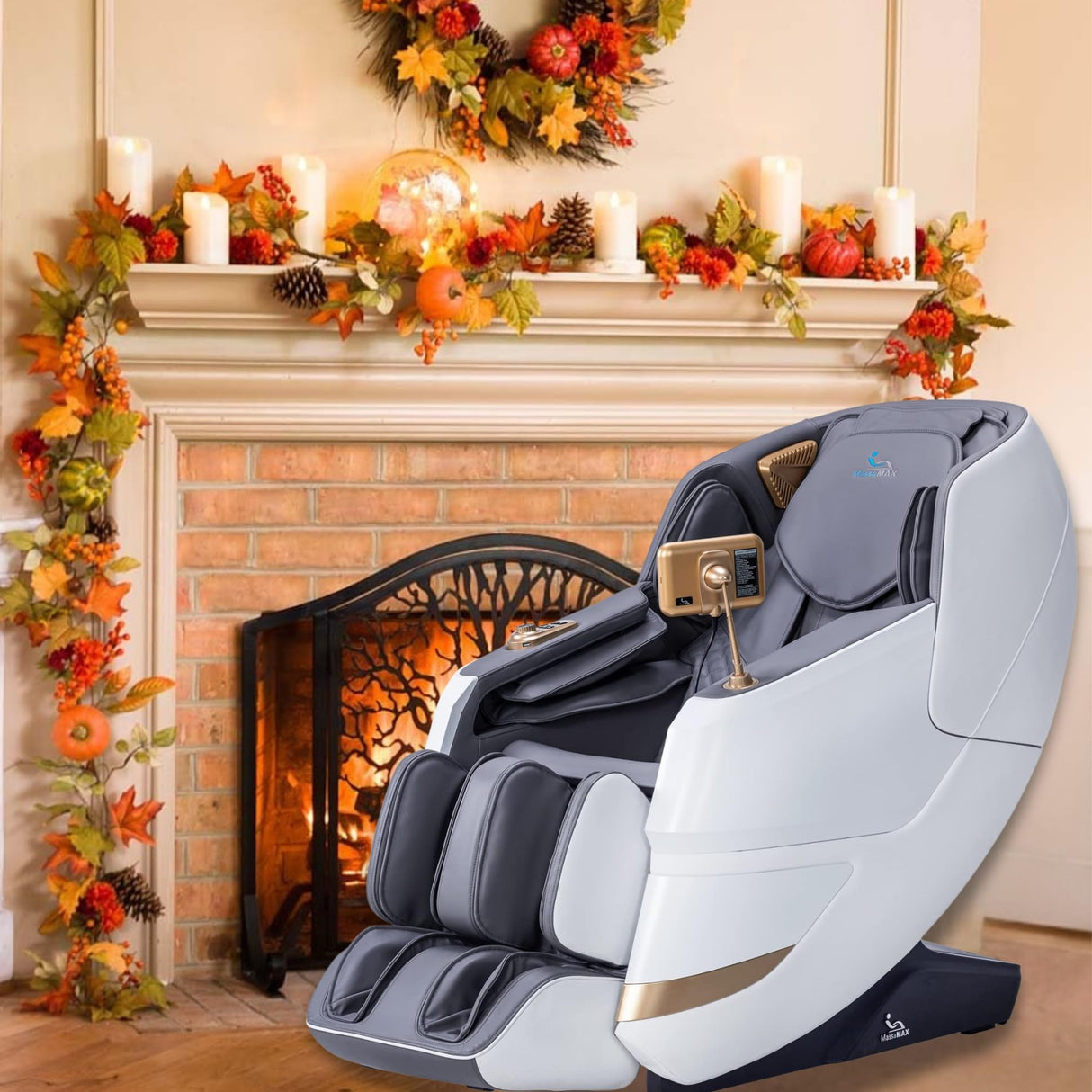 MassaMAX MT339 4D Massage Chair, Full Body Shiatsu Recliner with Electric Extendable Footrest, Zero Gravity, SL Track, Deep Yoga Stretch, 15 Modes, AI Voice Control, Foot Rollers, and Heating (White) MassaMAX
