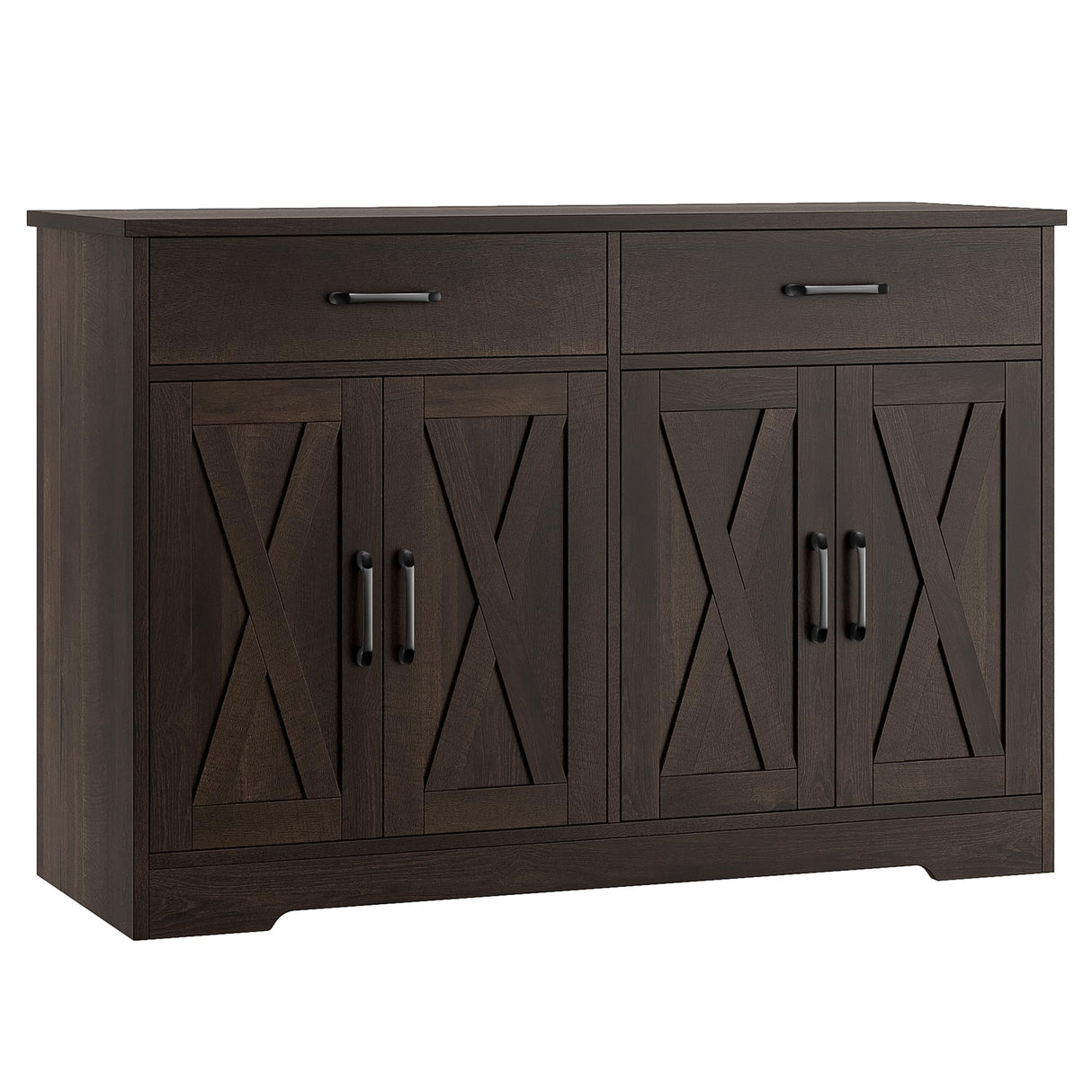 HOSTACK Coffee Bar Cabinet, 47.2" Buffet Cabinet with Storage, Modern Farmhouse Kitchen Buffet Sideboard with Drawers and Shelves, Barn Doors Storage Cabinet for Living Room, Dark Brown HOSTACK