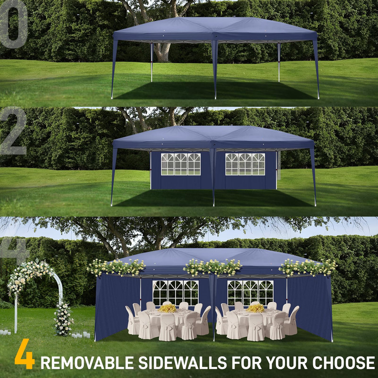 Outvita 10x20ft Ez Pop Up Canopy, Portable Instant Canopy Tent with 4 SideWalls for Outdoor Events, Party, Wedding, Birthday,Graduation Outvita