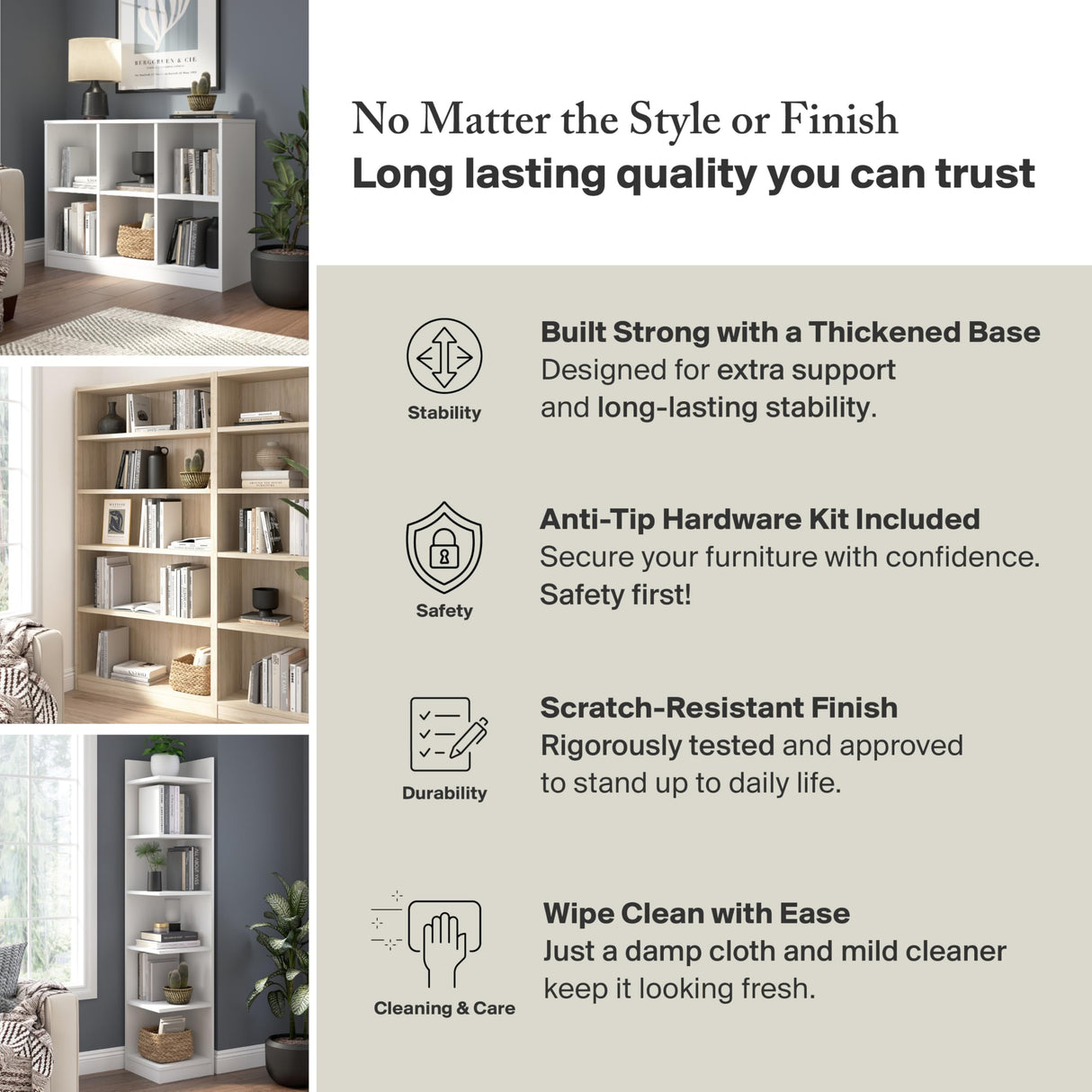 Bush Furniture Universal Small 2 Shelf Bookcase in White, Low Storage and Display Bookshelf for Home Office or Living Room Organization Bush Furniture