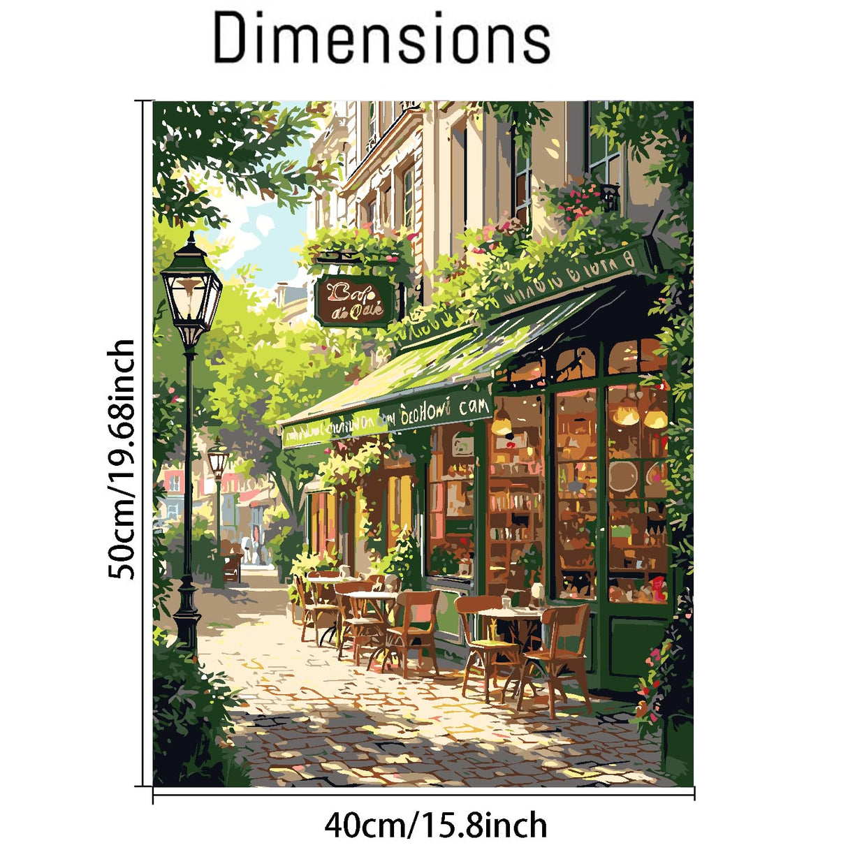 Mrnsiet Paint by Numbers Kit for Adults, Easy Street Cafe Adult Paint by Number Kits on Canvas, Spring Scene DIY Acrylic Oil Number Painting Kits for Home Wall Decor Gift 16x20 Inch Mrnsiet