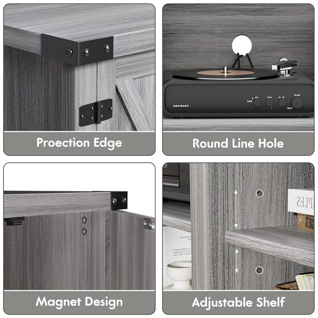 YESHOMY Modern Farmhouse TV Stand with Two Barn Doors and Storage Cabinets for Televisions up to 65+ Inch, Entertainment Center Console Table, Media Furniture for Living Room, 58 Inch, Gray Wash YESHOMY