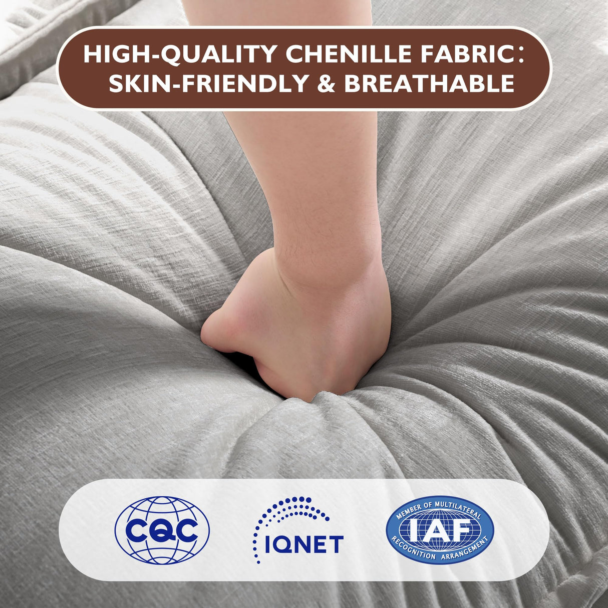 Ihanherry 111.4" U Shaped Modern Cloud Sofa Modular Sectional Couch with 2 Ottoman, 5-Seat Chenille Deep Seat Sofa with Pillow for Living Room, Bedroom and Apartment, Grey Ihanherry