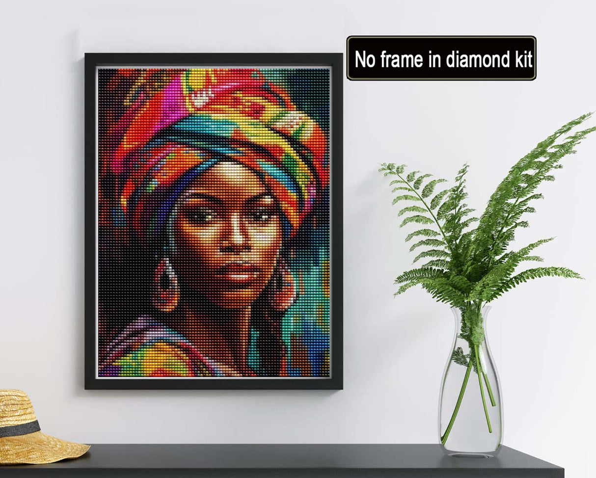 Reofrey DIY Diamond Art Kits for Adults African Woman, Full Drill Round Rhinestone Diamond Painting Kits, Cross Stitch Embroidery Canvas for Crafts Home Wall Decor 30x40cm Reofrey