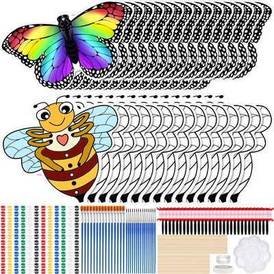 Halloscume 30 Pack Butterfly Bee Kite for Kids and Adults 28‘' Making DIY Coloring Kite Blank Painting Kite Easy to Fly Kite with Handle String Large Beginner Kite for Outdoor Party Activities