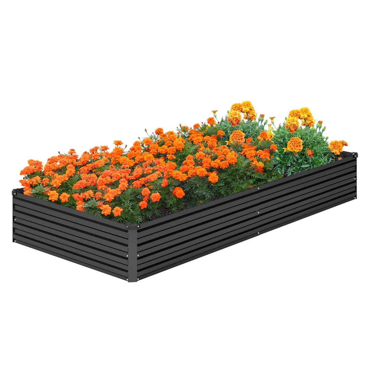 DIIYIV 2PCS 8x4x1FT Galvanized Raised Garden Bed Kit,Vegetable Boxes-Rectangle Metal Flower Box,Large Planter Raised Beds Outdoor Garden for Planting,Fruit,Herb-Black DIIYIV