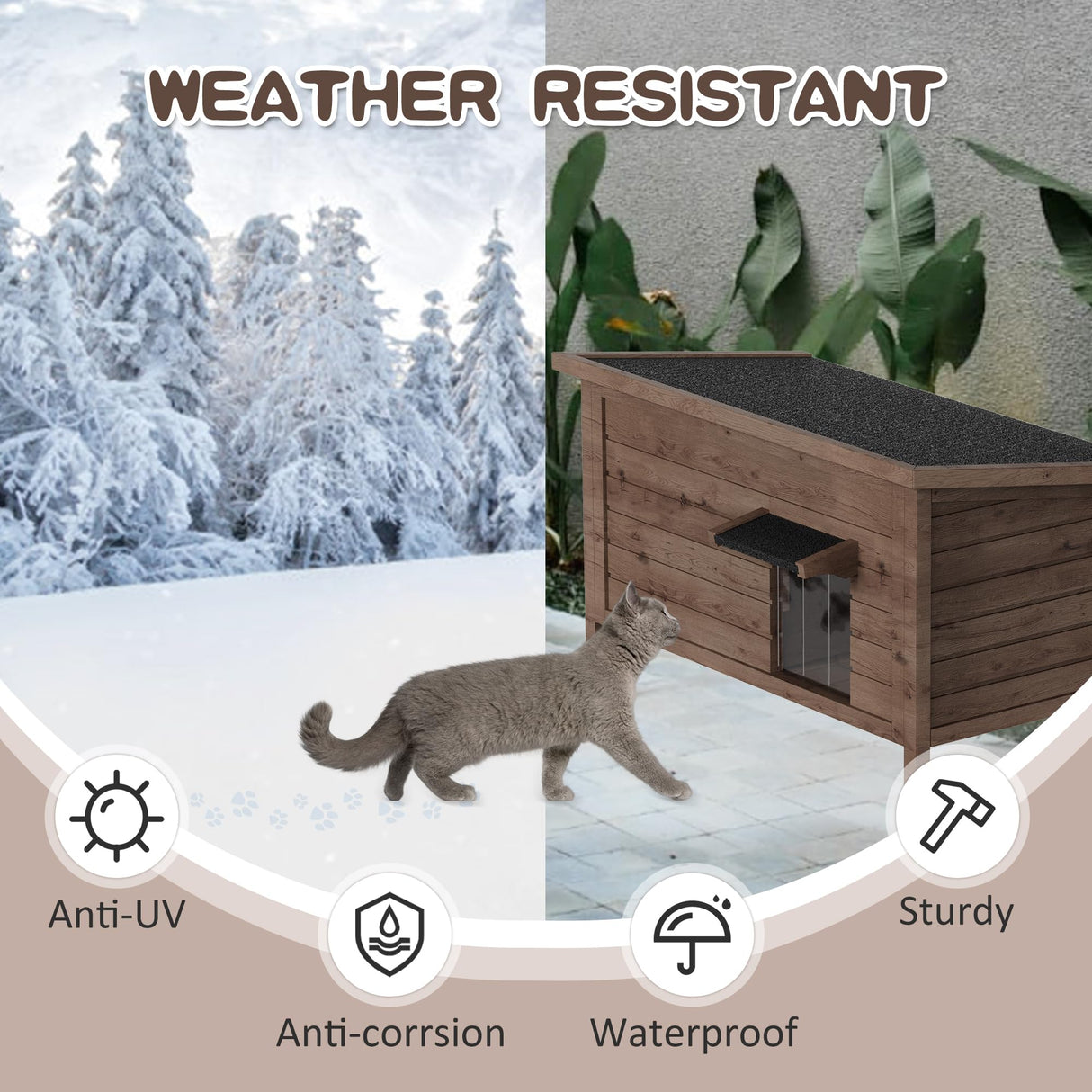 Kinchoix Outdoor Cat House Feral Cat Shelter Fully Insulated Outside Feral Cat Enclosure Wooden for Multiple Cats Possum Stray Condos Barn Cat Weatherproof Cathouse 34.4" L x 21.7" W x 27.2" H Kinchoix