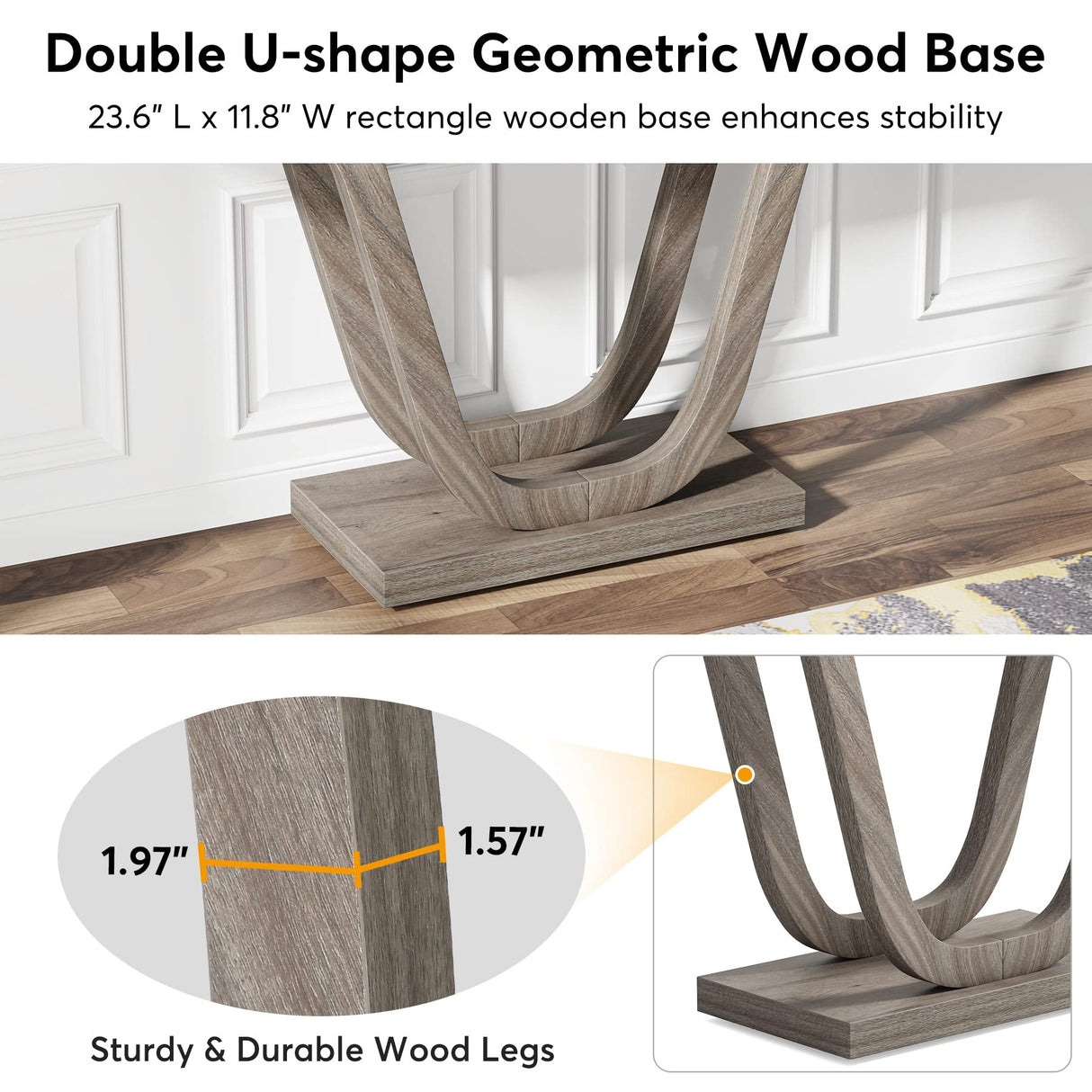 Tribesigns Farmhouse Console Table, 55 Inch Wood Sofa Table Entryway Table, Modern Narrow Hallway Tables Foyer Tables for Entryway, Living Room, Light Grey Tribesigns