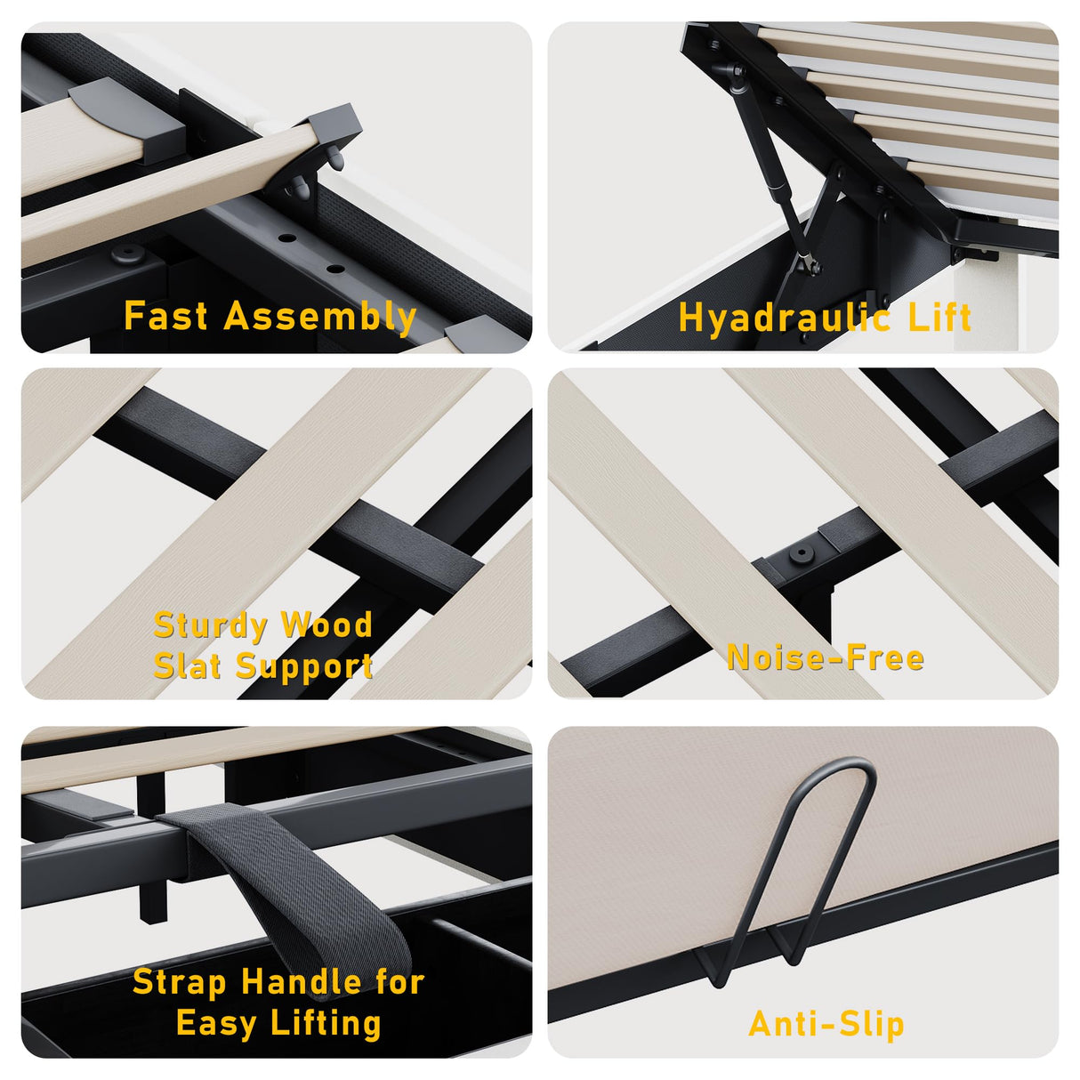 Lift Up Storage Bed Frame Queen Size Floating Bed Frame with Adjustable Headboard/LED Lights/Charging Station/Outlet,Velvet Upholstered Tufted Platform Bed Frame/Wooden Slat/No Box Spring Needed,White QPLZF