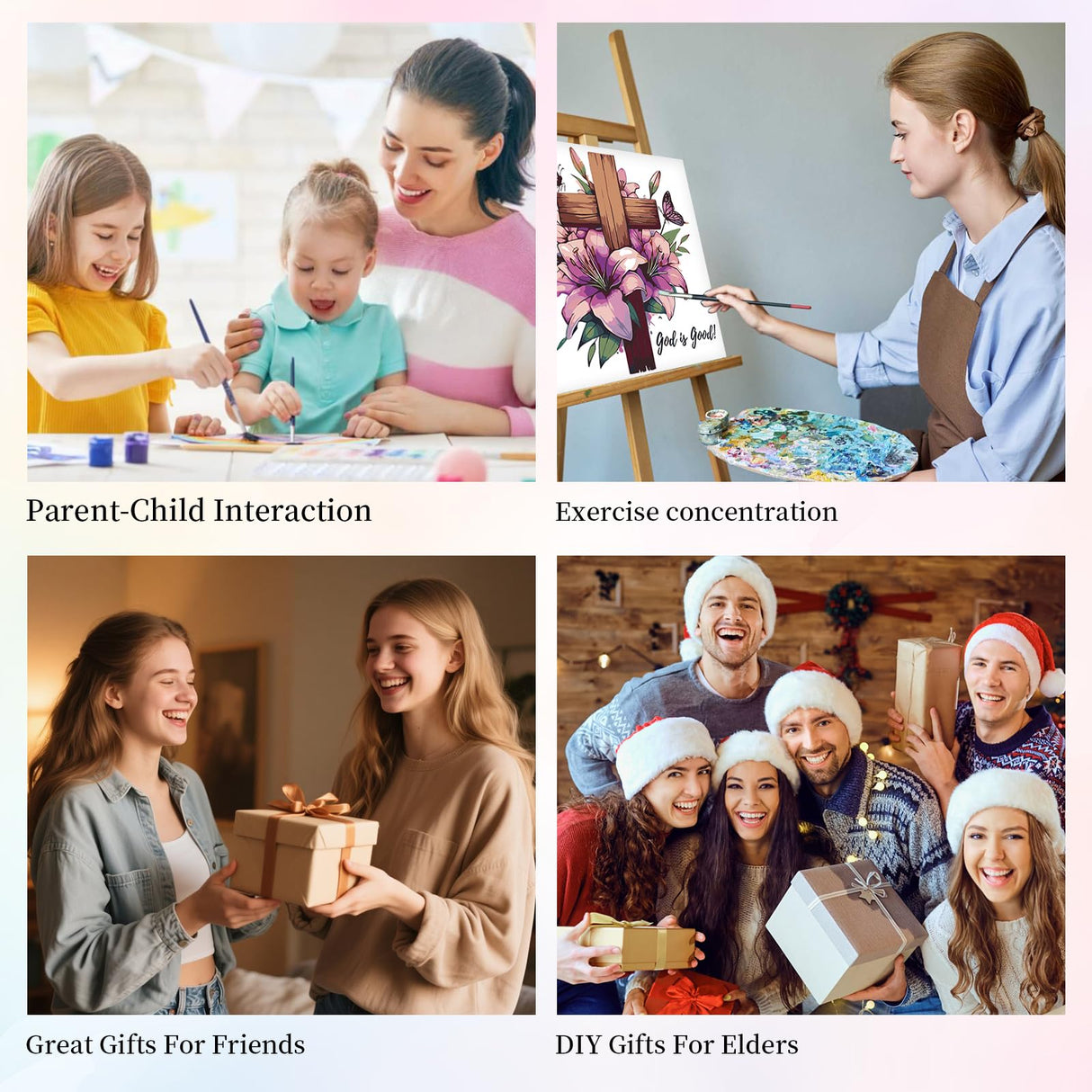 Framed Paint by Numbers Kit for Adults Beginner & Kids Ages 10-13, Jesus Cross Easy Paint by Numbers with Frame, Christian Religious Acrylic Adult Painting by Number Kits on Canvas Framed 10 x 10 Inch Camocin