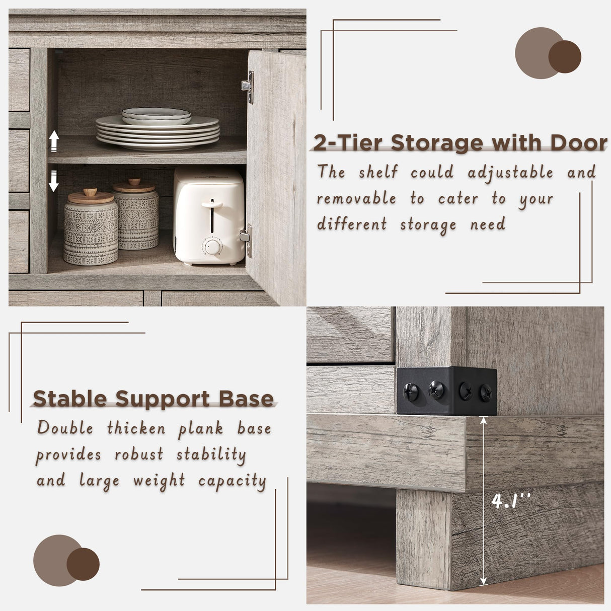 Farmhouse 8 Drawer Dresser for Bedroom with Adjustable Shelf, Wood Long Chest of Drawers with Thick Plank Styling, Rustic Large Closet Dresser for Bedroom, Living Room, Light Rustic Oak Color RedLemon