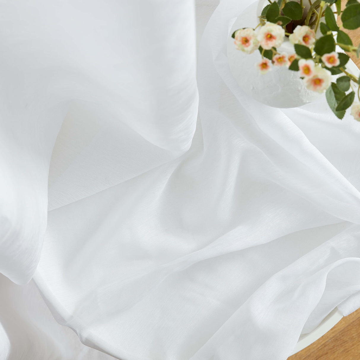 HLC.ME 2 Piece Semi Sheer Voile Window Treatment Curtain Grommet Panels for Bedroom (54" W x 108" L, White) HLC.ME