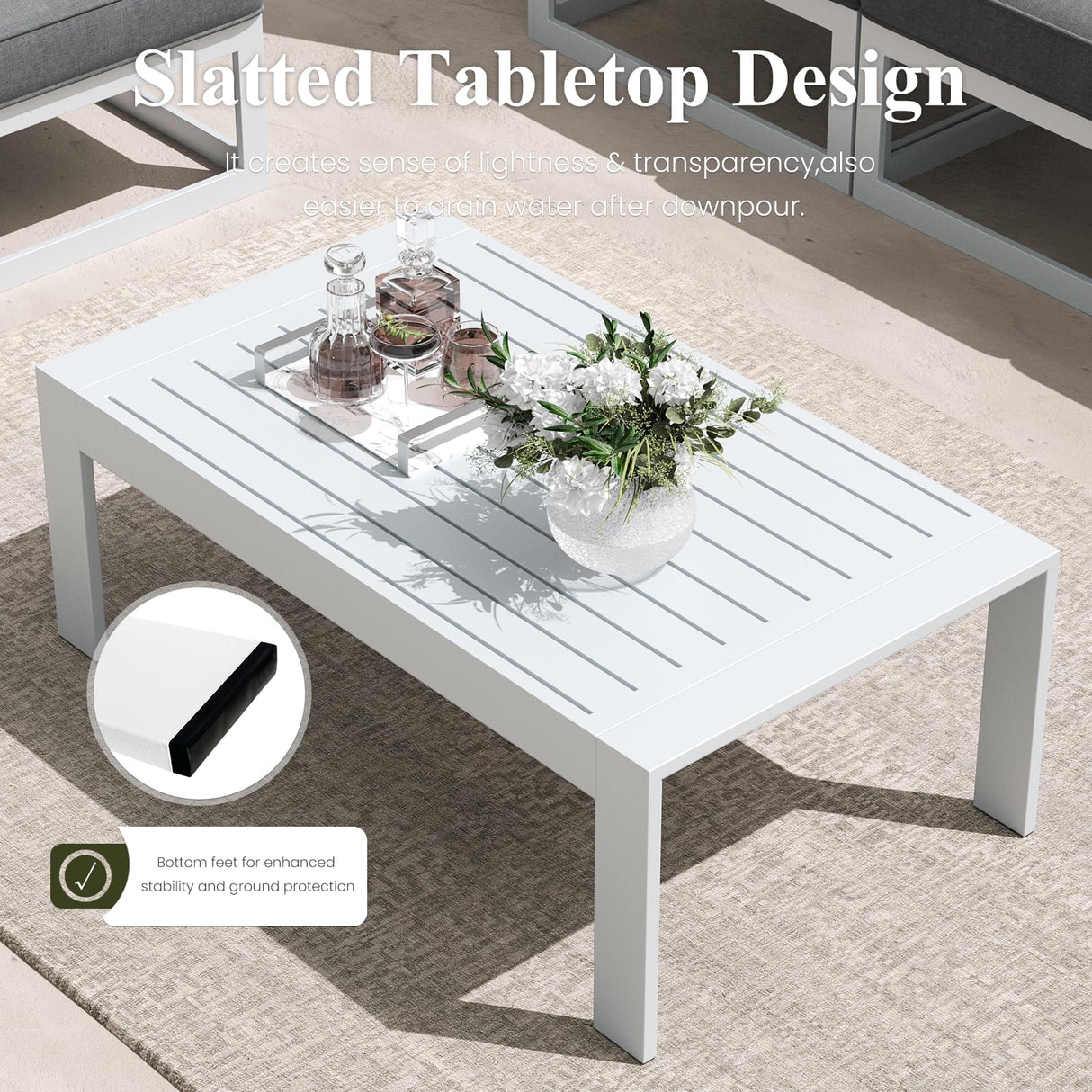 LayinSun 11 Pieces Modern Aluminum Patio Furniture Set with Coffee Table, Outdoor Modular Sectional Conversation Set L-Shaped Sofa for Backyard LayinSun