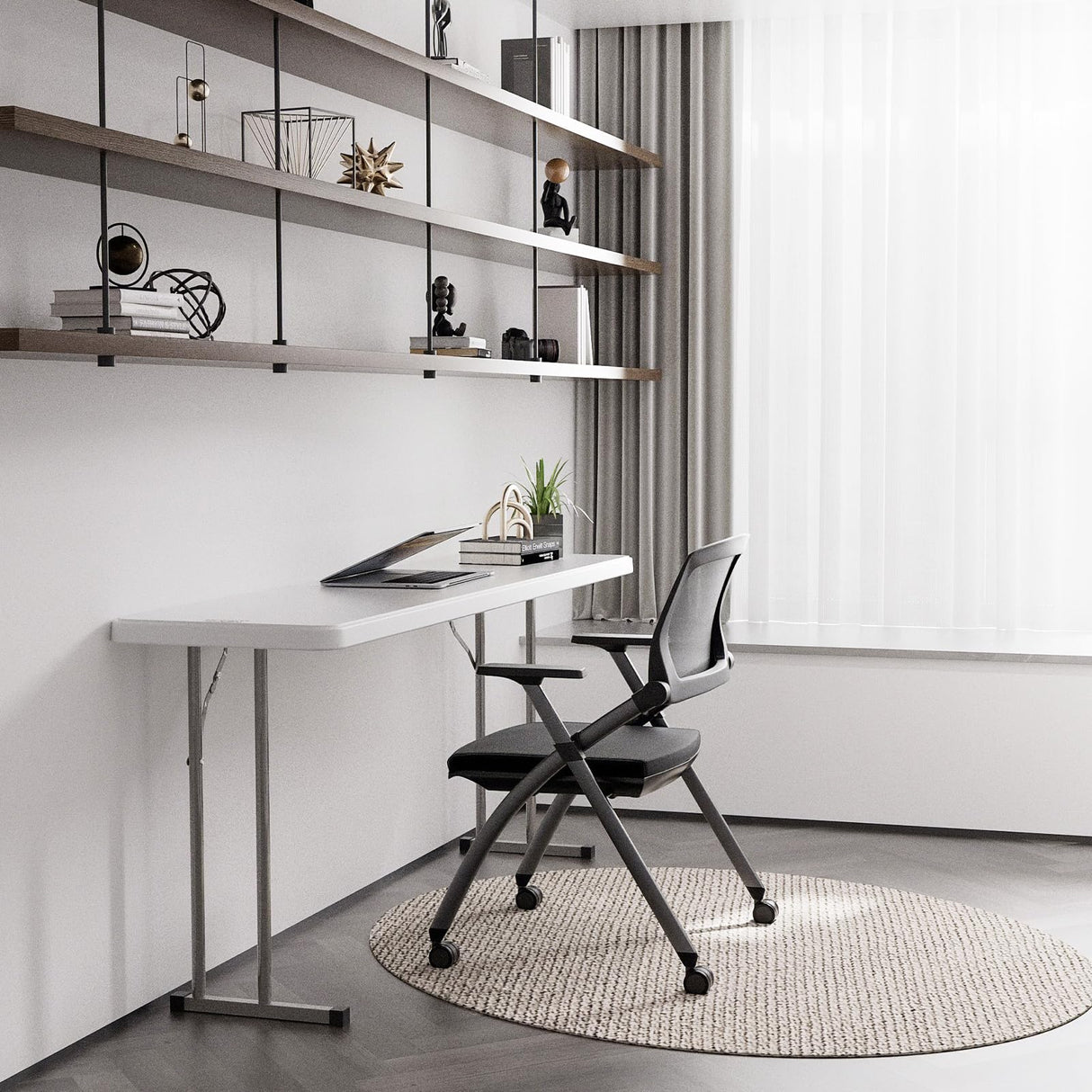 VINGLI 6 FT Narrow Folding Table,Premium Quality HDPE Material and Sturdy Metal Frame, Perfect for Buffet, Seminar, Party, Training, Home Work VINGLI