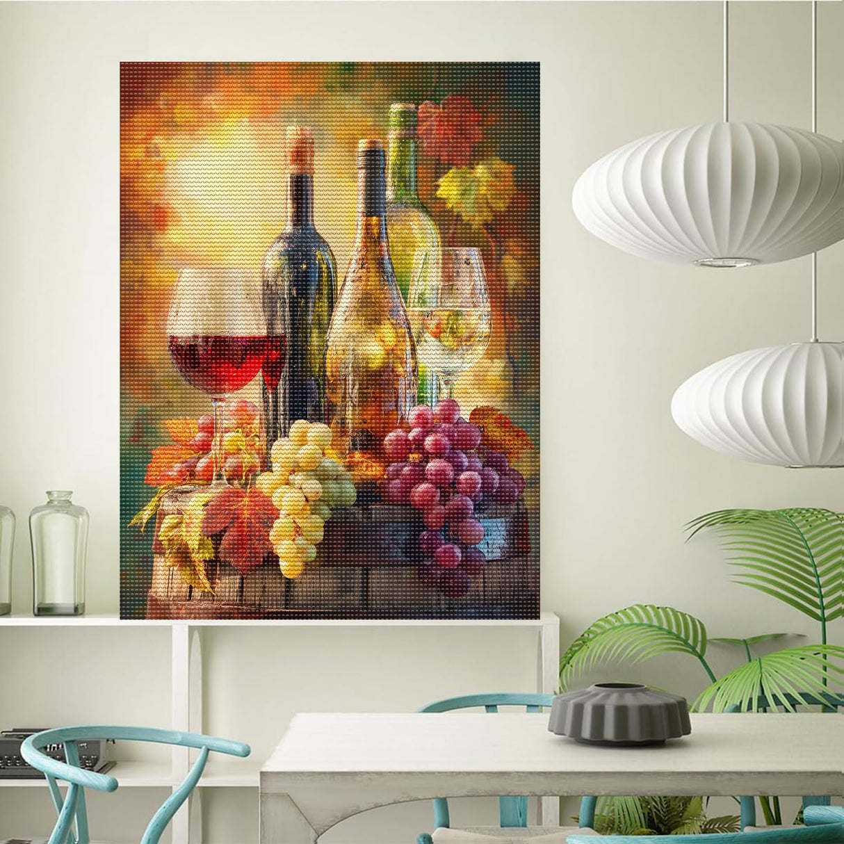 Grapes Wine Diamond Art Kits for Adults, Grapes Diamond Art Painting Kits 5D Full Drill Diamond Painting Diamond Art for Home Wall Decor 12x16 INCH Directo