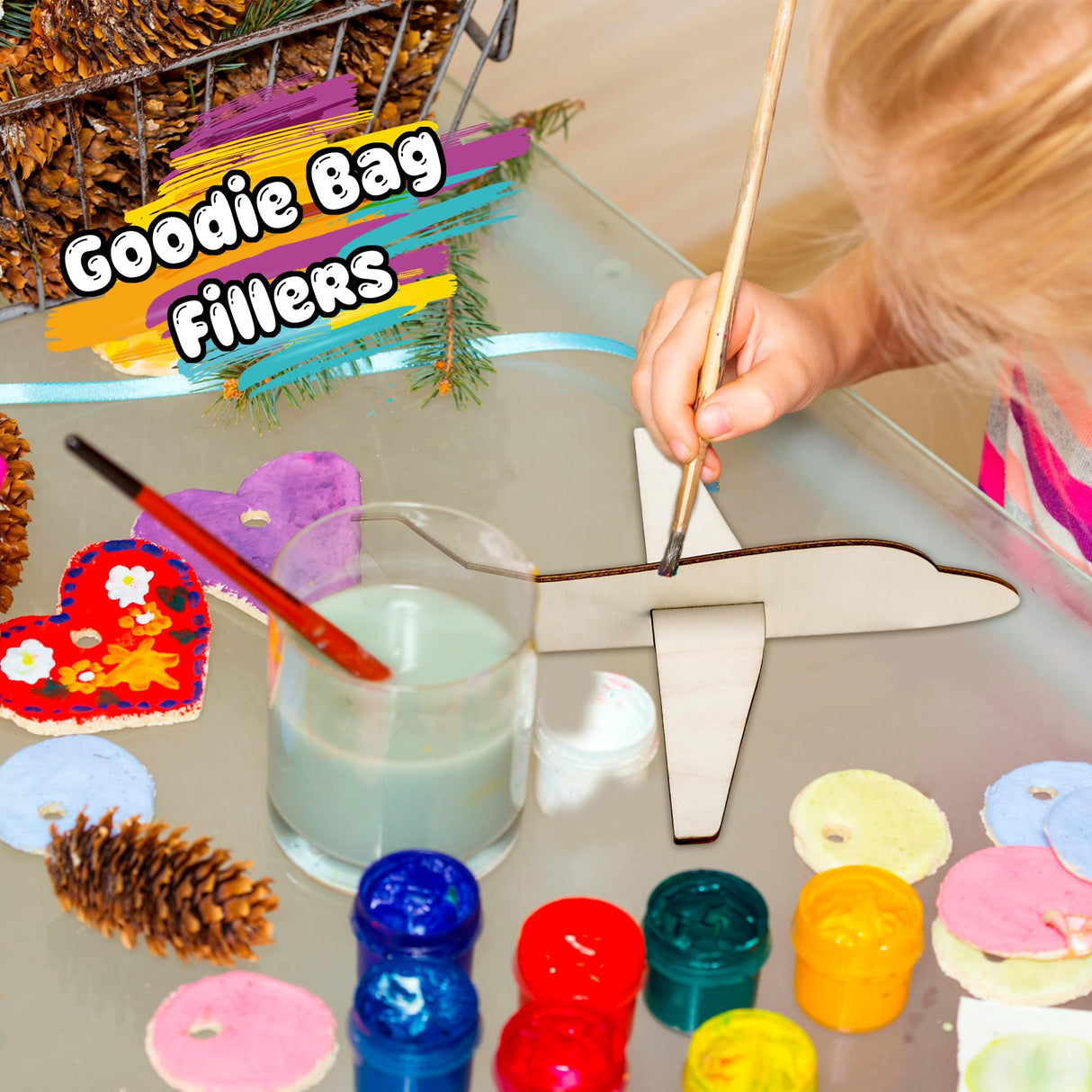 Feradny 24 Pack Wooden Airplane Toys DIY Paint Aircraft Wood Planes Handicraft Wood Airplane for Kids School Art Craft Projects Home Activity Birthday Gifts Feradny