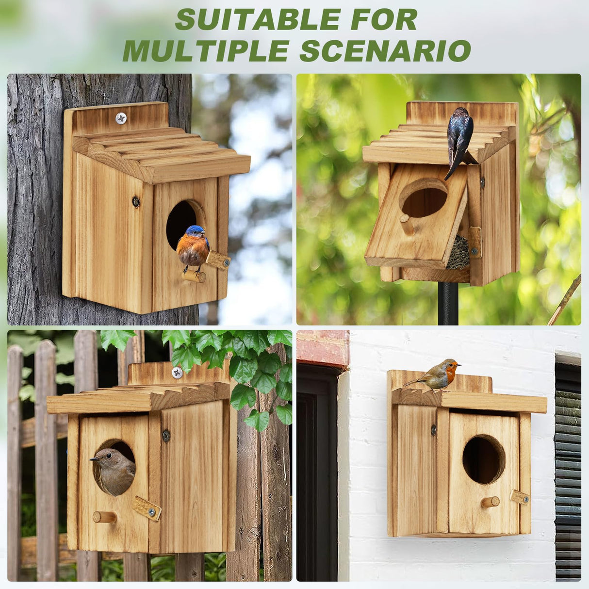 CLACKIBUKVYZ Small Bird House for Hummingbirds,Bird Houses for Outside,Humming Bird Houses for Outside,Outdoor Bird Box,Birdhouse,Bluebird House,Wooden Birdhouse with perches CLACKIBUKVYZ