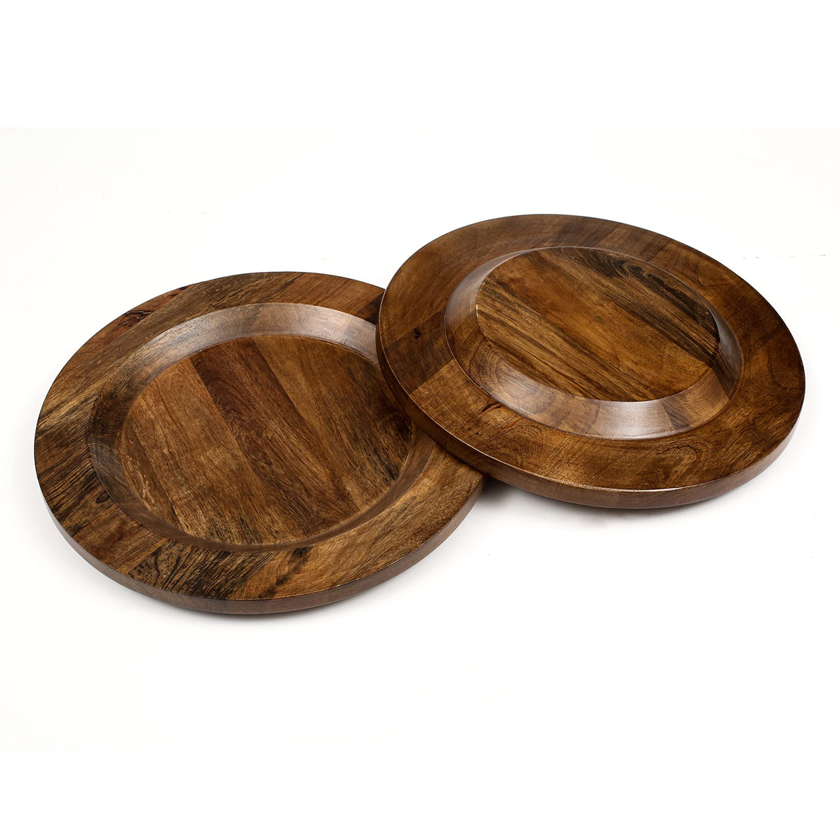 Alpha Living Home Farmhouse Wood Charger Plate,Wood Charger Plate Sets,Wood Chargers for Dinner Plates,Wood Placemats,Chargers for Dinner Plates,13 inch Wood Charger Plate - Pack of 2 - Walnut Alpha Living Home