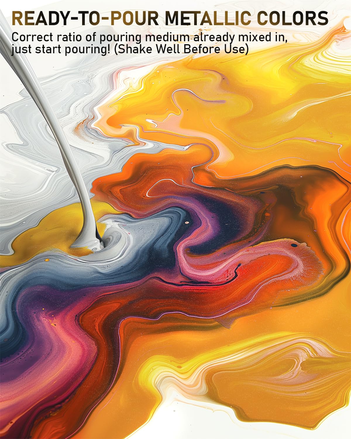 Nicpro 8 Colors 33.8 oz Large Bulk Metallic Acrylic Pouring Paint Supplies Kit, Premixed High Flow Art Pour Paint with Silicone Pour Oil, Gloves, Tablecloths for Beginner DIY, Ready to Pour Nicpro