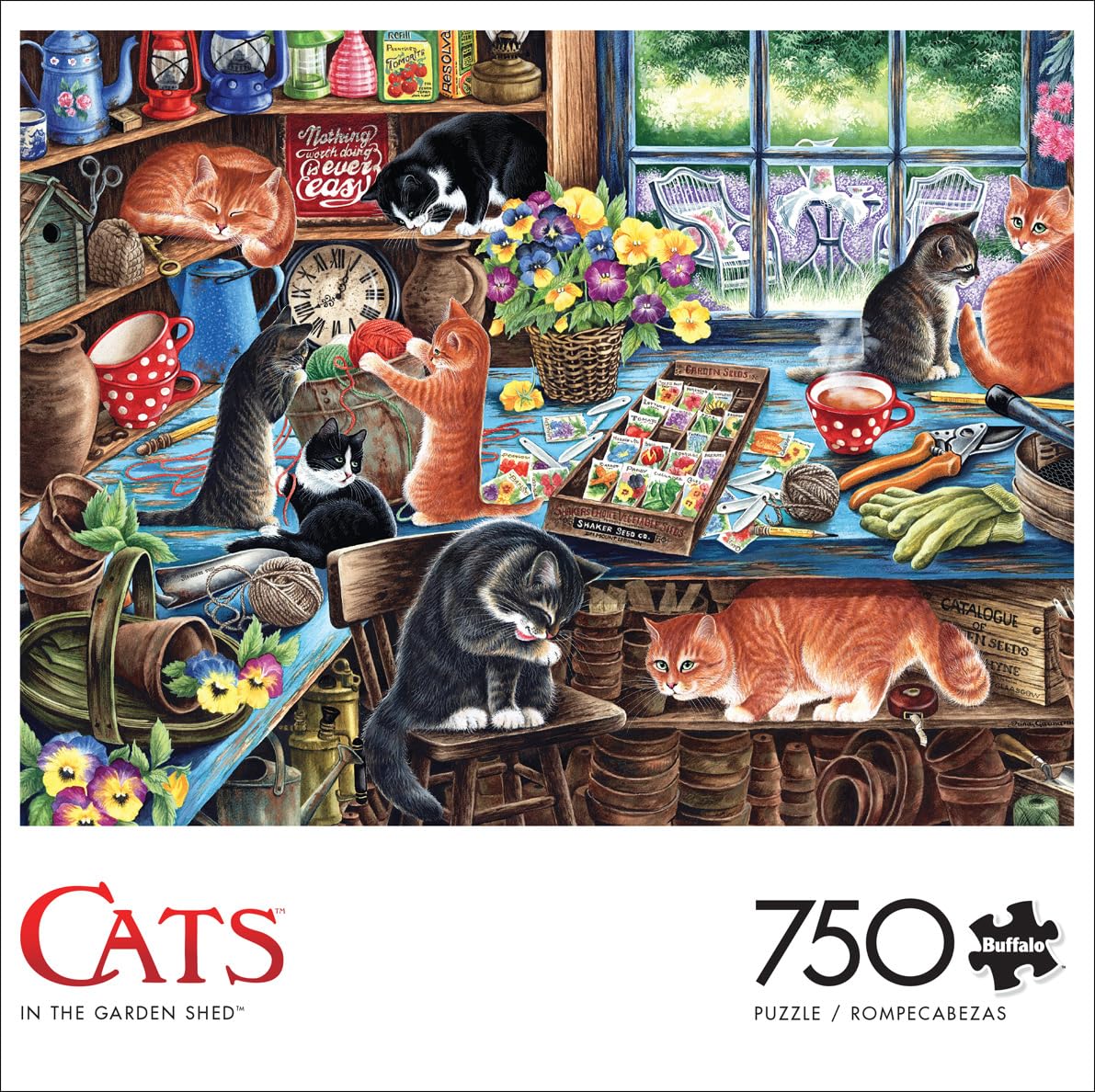 Buffalo Games - Irina Garmashova-Cawton - in The Garden Shed - 750 Piece Jigsaw Puzzle for Adults -Challenging Puzzle Perfect for Game Nights - Finished Size is 24.00 x 18.00 Buffalo Games