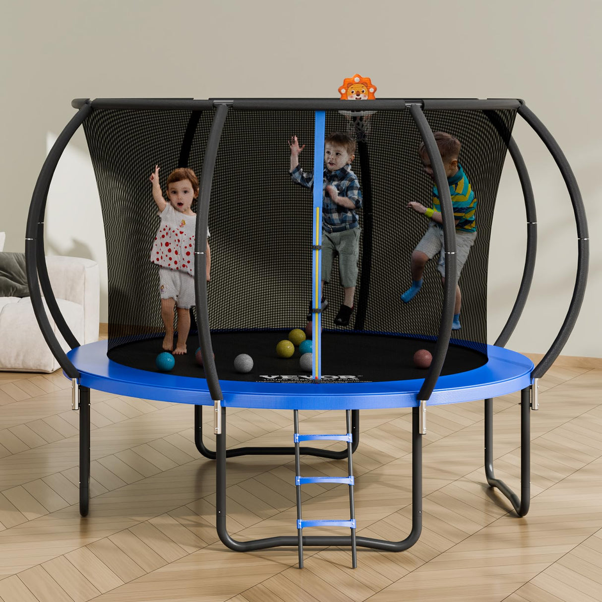 VEVOR 10FT Trampoline with Enclosure Net, Ladder, and Curved Pole, Heavy Duty with Jumping Mat and Spring Cover Padding, Outdoor Recreational Trampoline for Kids and Adults VEVOR