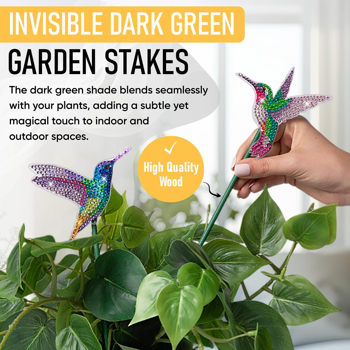 Modern Merch Diamond Art Birds 10 Pack, DIY Plant Stake Garden Decor, Birds Diamond Dots for Adults, Jewel Art Painting Kits, Mini Gem Arts and Crafts for Adults Modern Merch