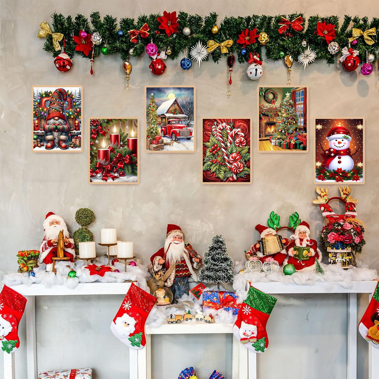 ajepon 6 Pack Paint by Numbers for Adult Kit Christmas - Christmas Adult Paint by Numbers Kits, Paint by Numbers Kit on Canvas Without Frame Oil Painting Acrylic Paints for Home Wall Decor 12X16inch ajepon