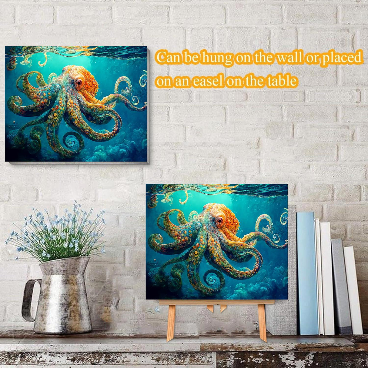 VIGEGU Paint by Numbers Kit for Adults with Framed - Octopus Paint by Number with Wooden Easel DIY Nice Box Acrylic Oil Painting,for Wall Decor 8x12inch VIGEGU