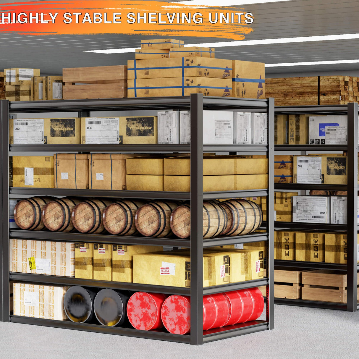 PMKES 52" W Garage Shelving Heavy Duty, Garage Storage Shelves 3500LBS Adjustable 6 Tier Metal Shelving Unit for Storage Rack, 84" H Industrial Storage Rack Shelf PMKES