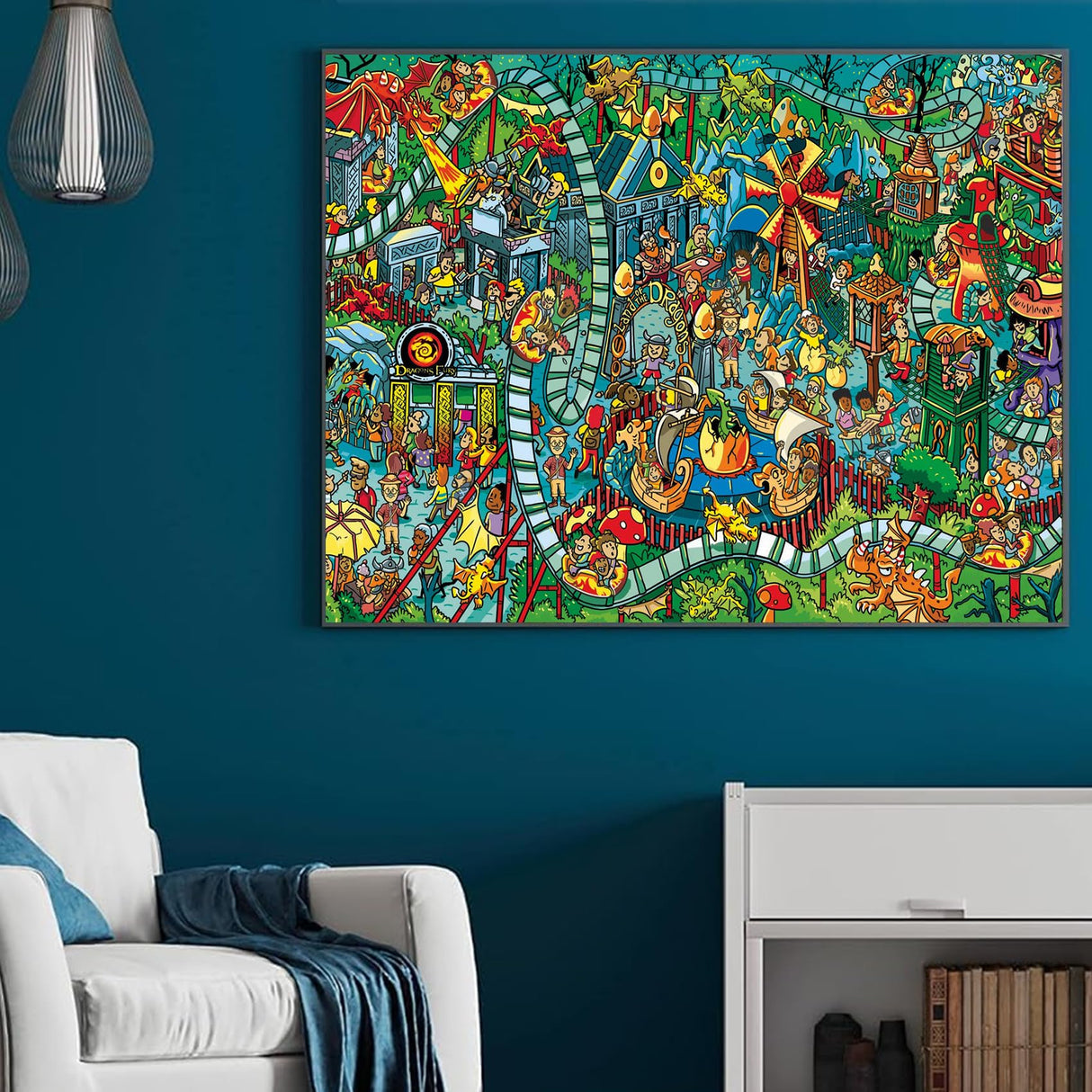 Jigsaw Puzzles for Adults, 1000 Pieces Dinosaur Park Puzzle, Cartoon Painting Challenging Puzzles for Family Activity Game Nights Gifts Fidget Stress Relief RECHIATO