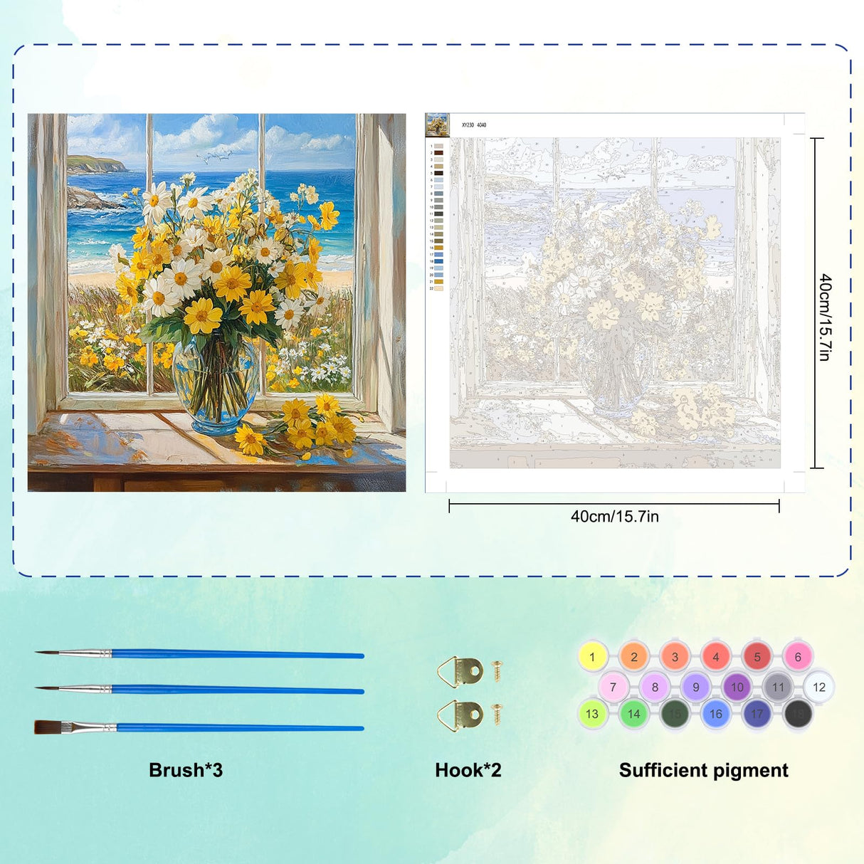 EOBROMD Paint by Numbers for Adults, DIY Flower Paint by Number Kits for Beginner on Canvas, Flower Paint by Numbers Adult Kit Drawing Arts and Crafts for Gift Home Wall Decor 16x20inch EOBROMD