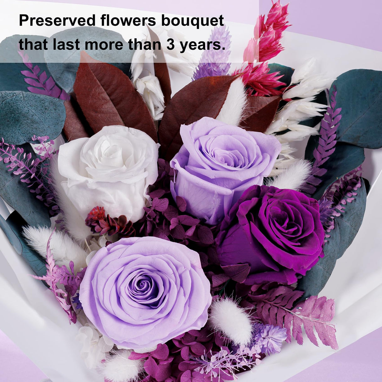 Flowers Gifts for Mom, Flower for Delivery, Preserved Roses Bouquets, Purple Roses, Birthday Gifts for Women, Mothers Day Flowers for Wife Bonsion