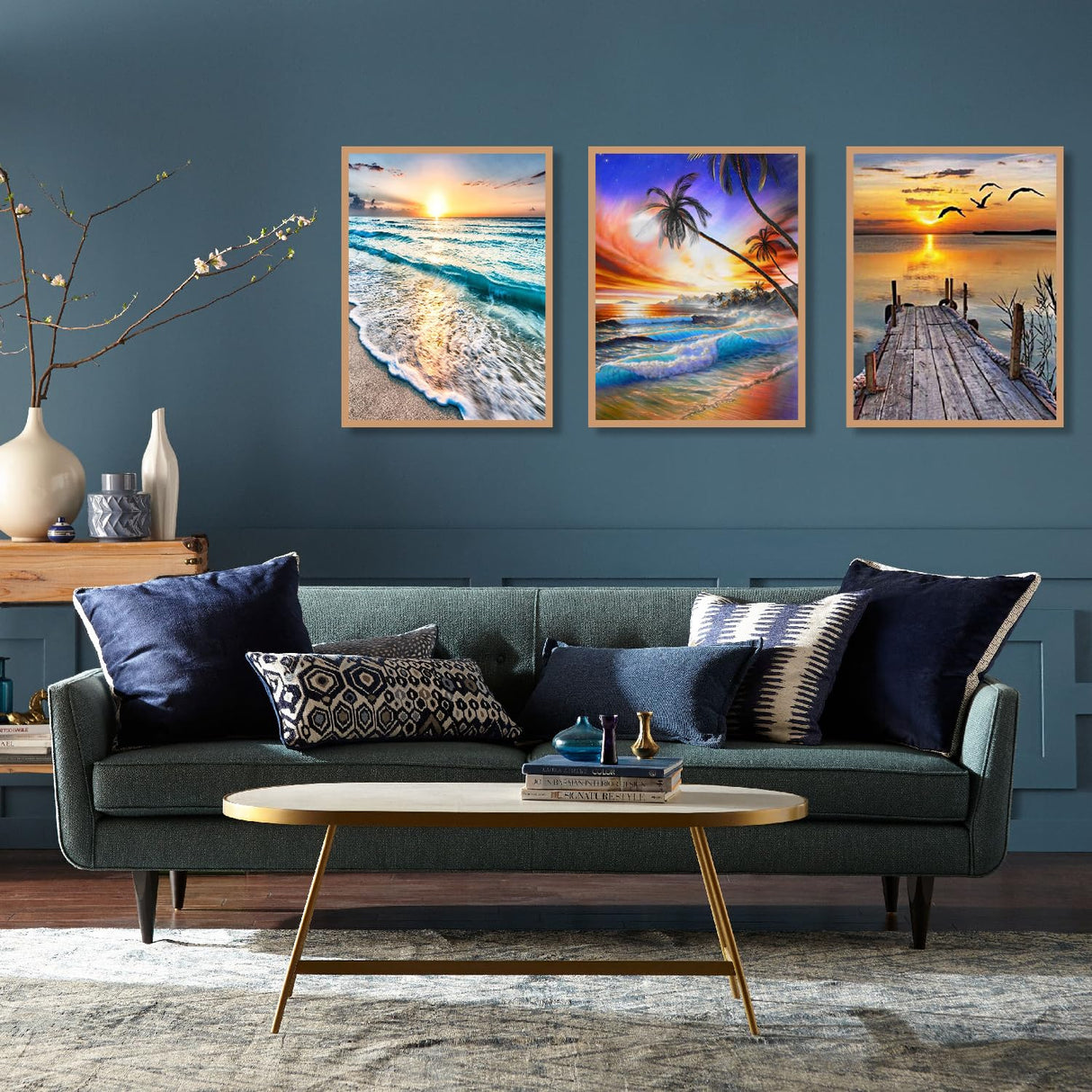 6 Pack Diamond Art Kits for Adults,DIY Beach Diamond Painting Kits Round Diamond Dots for Adults,5D Full Drill Painting Kit Art and Crafts for Adult Home Wall Decor 12 X 16inch CEUHROG